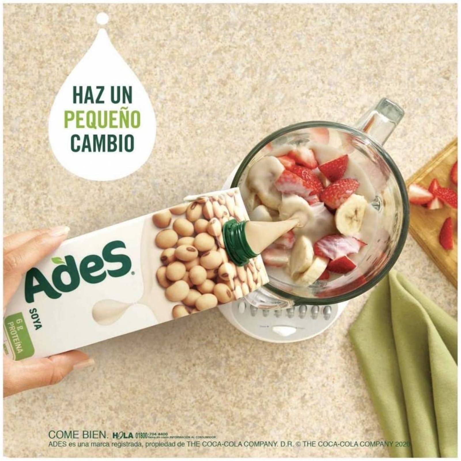 Bebida Leche de Soya Ades Soja Bebida - 12 Piezas de 946 ml