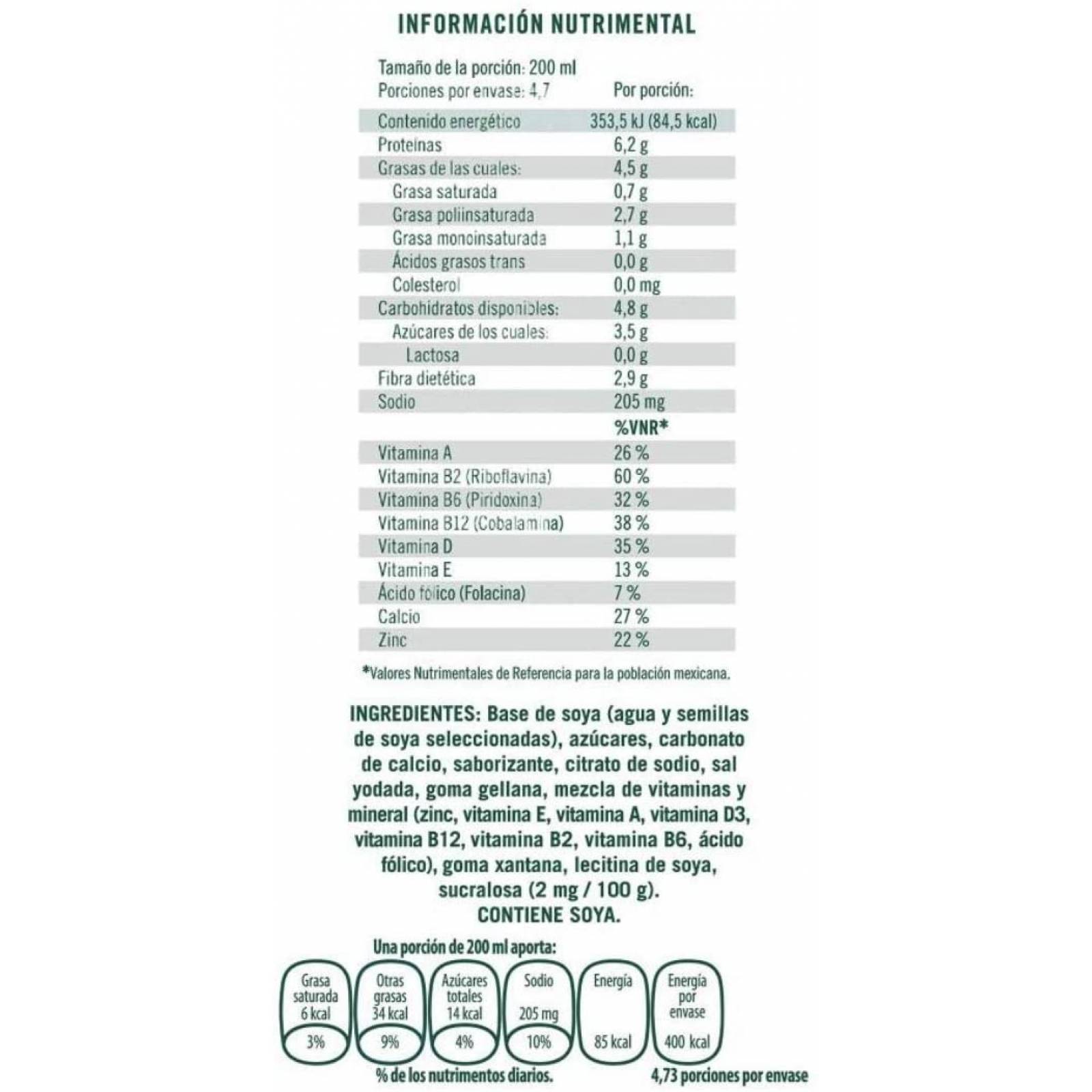 Bebida Leche de Soya Ades Soja Bebida - 12 Piezas de 946 ml