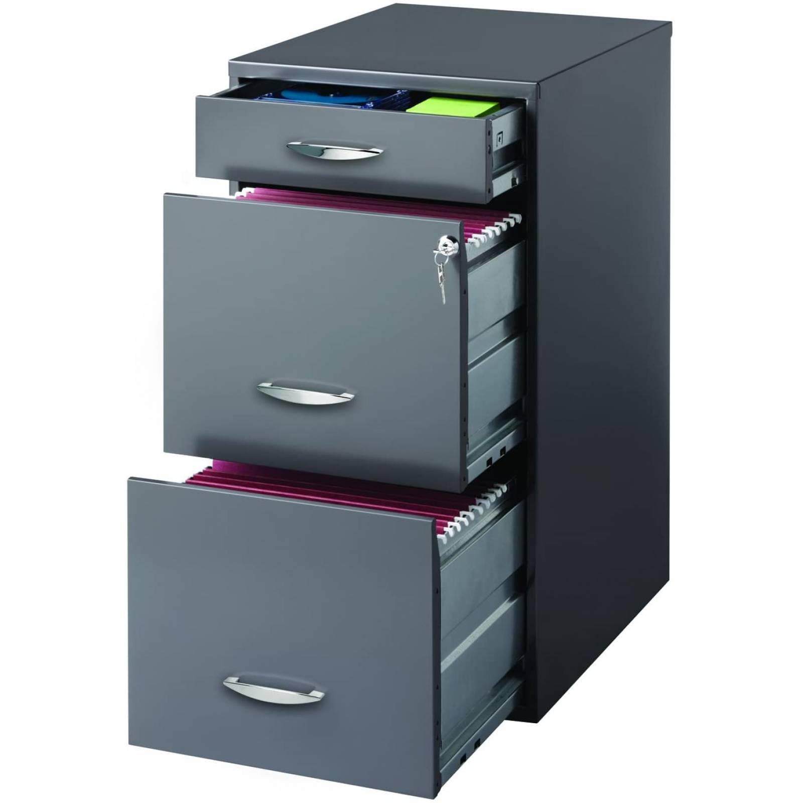 Space Solutions 20205 Archivero Organizador de Tres Gavetas, Color Gris Charcoal, Tamaño Carta