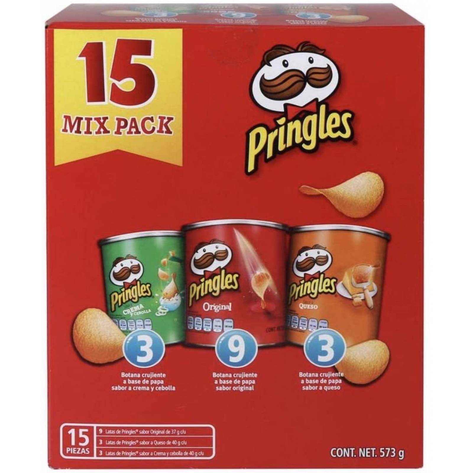 PAPAS PRINGLES MIX PACK SURTIDO DE 15 LATAS SNACK BOTANA PAPAS FRITAS SABRITAS BOCADILLO FIESTA