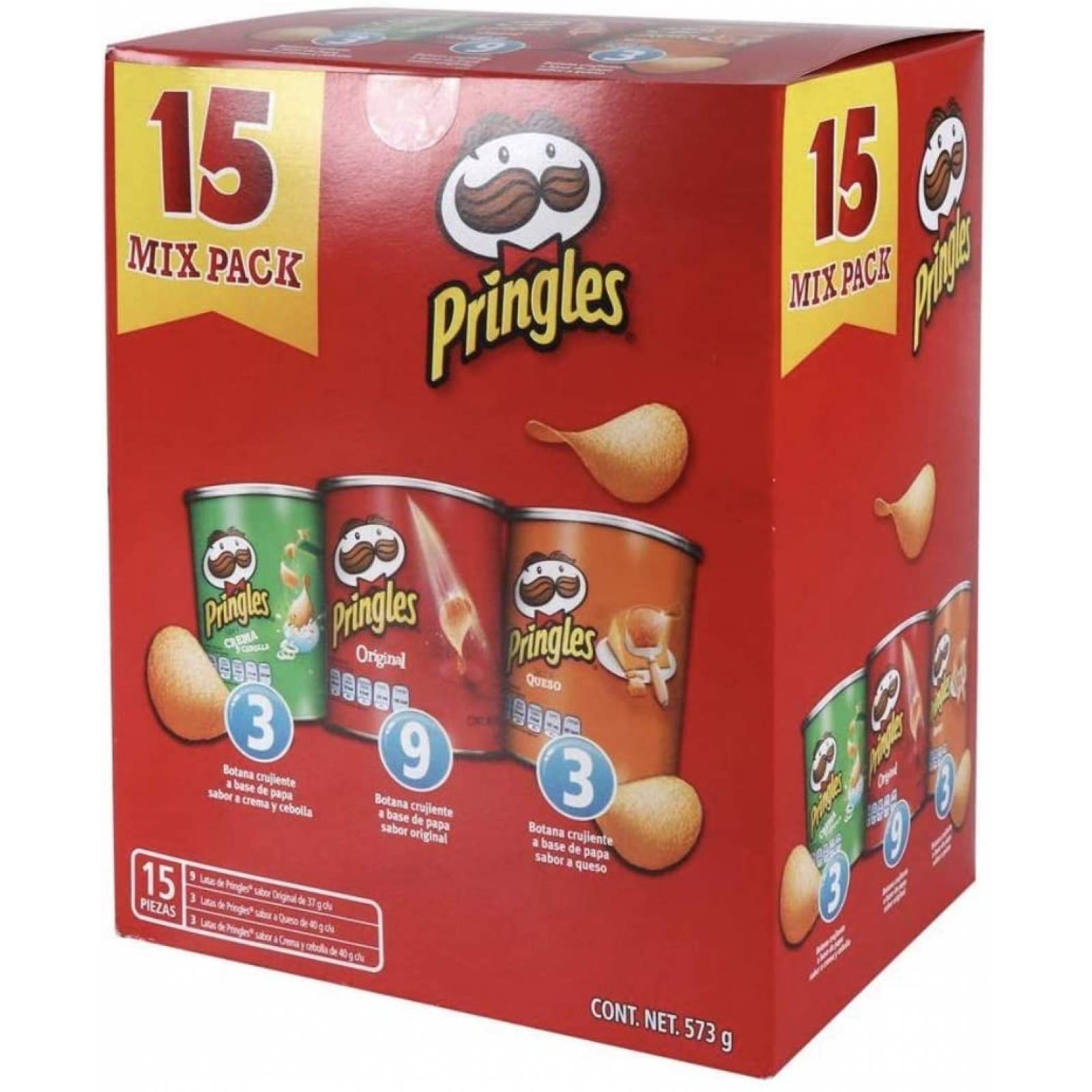 PAPAS PRINGLES MIX PACK SURTIDO DE 15 LATAS SNACK BOTANA PAPAS FRITAS SABRITAS BOCADILLO FIESTA