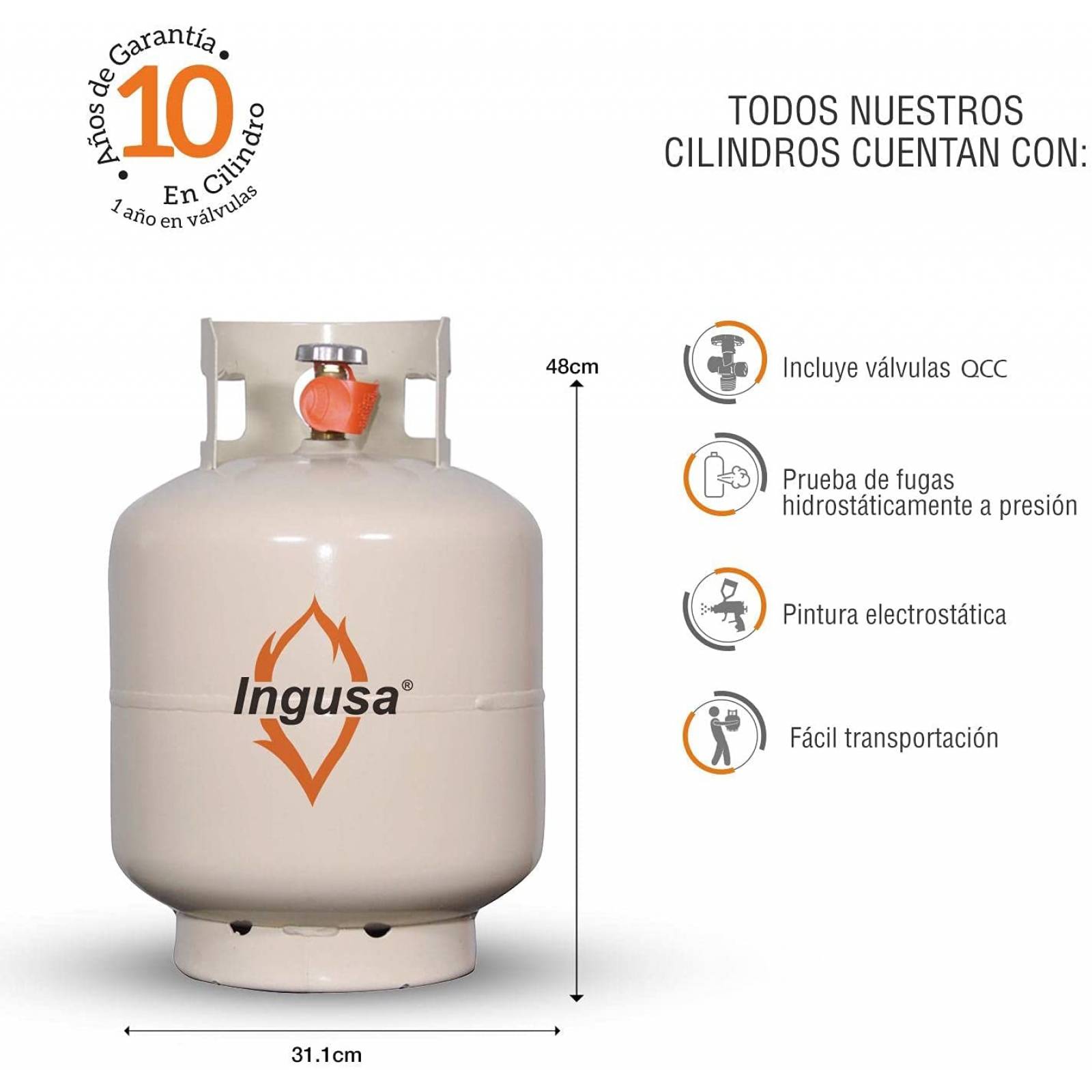 CILINDRO PARA GAS LP 20LBS PORTATIL VÁLVULA QCC AMERICANA