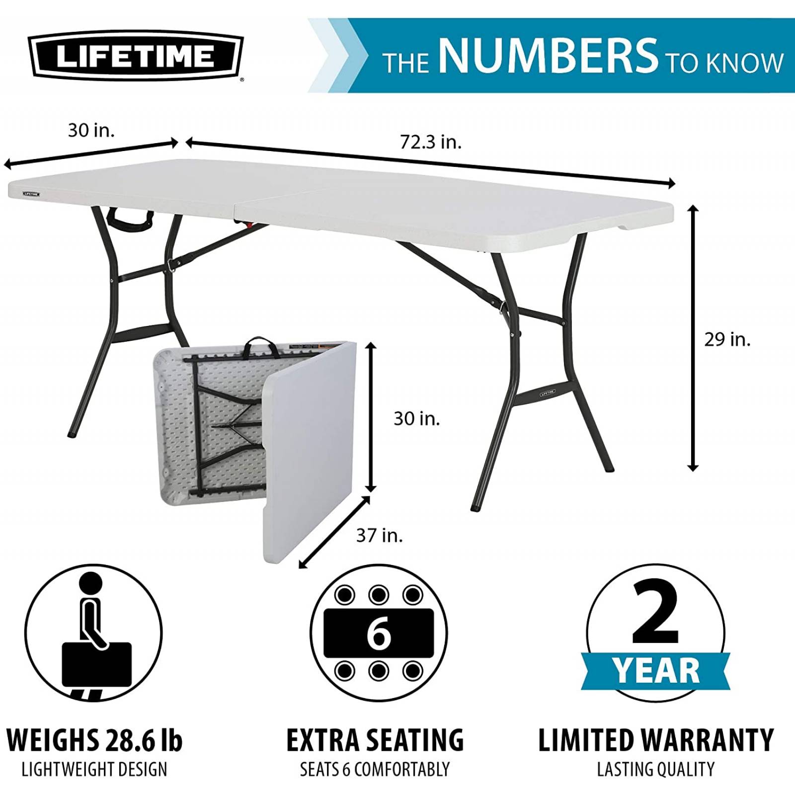 Lifetime 25011 Mesa Plegable, 6 Pies