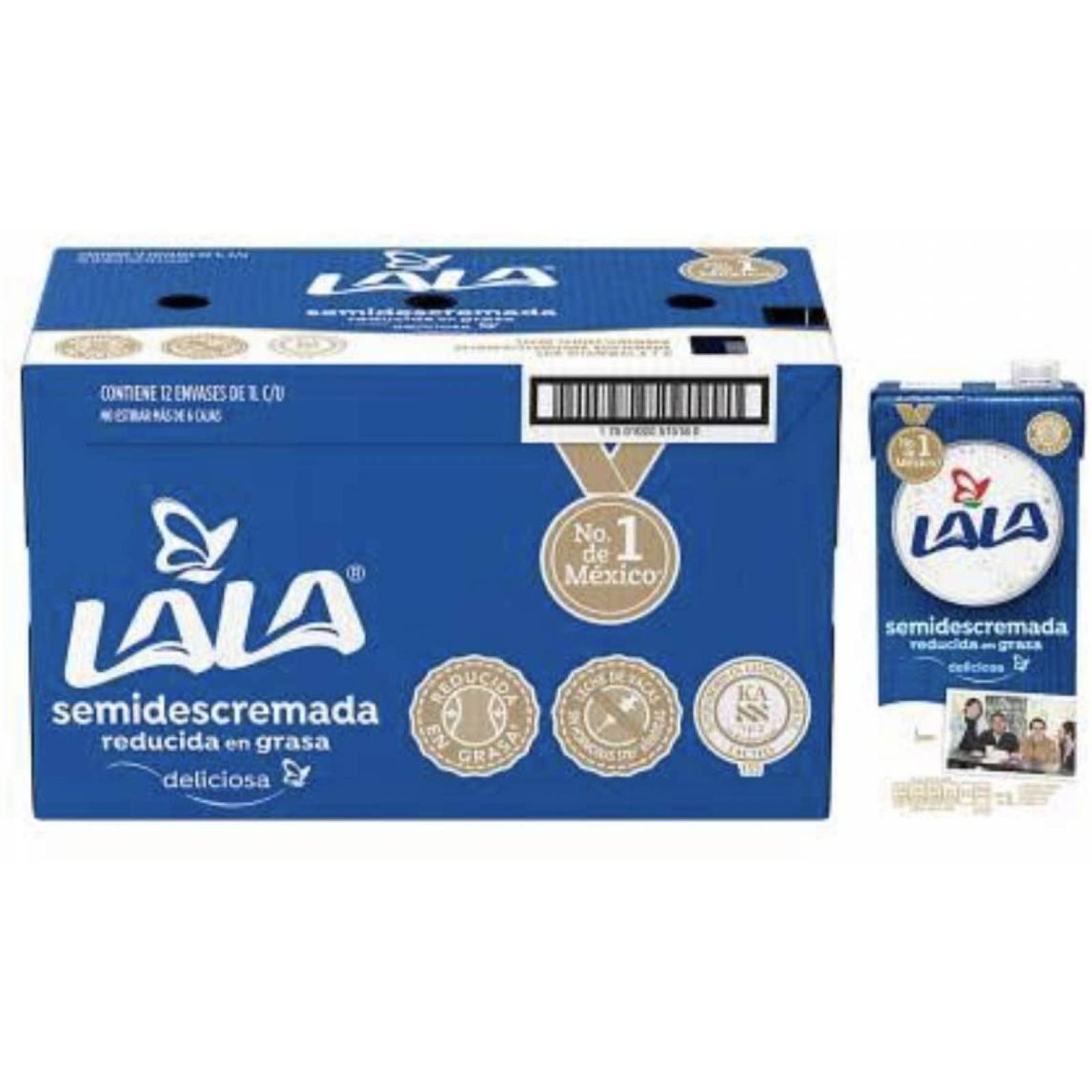 LECHE LALA SEMIDESCREMADA CAJA CON 12 PZAS DE 1 LITRO SALUDABLE REFRESCANTE