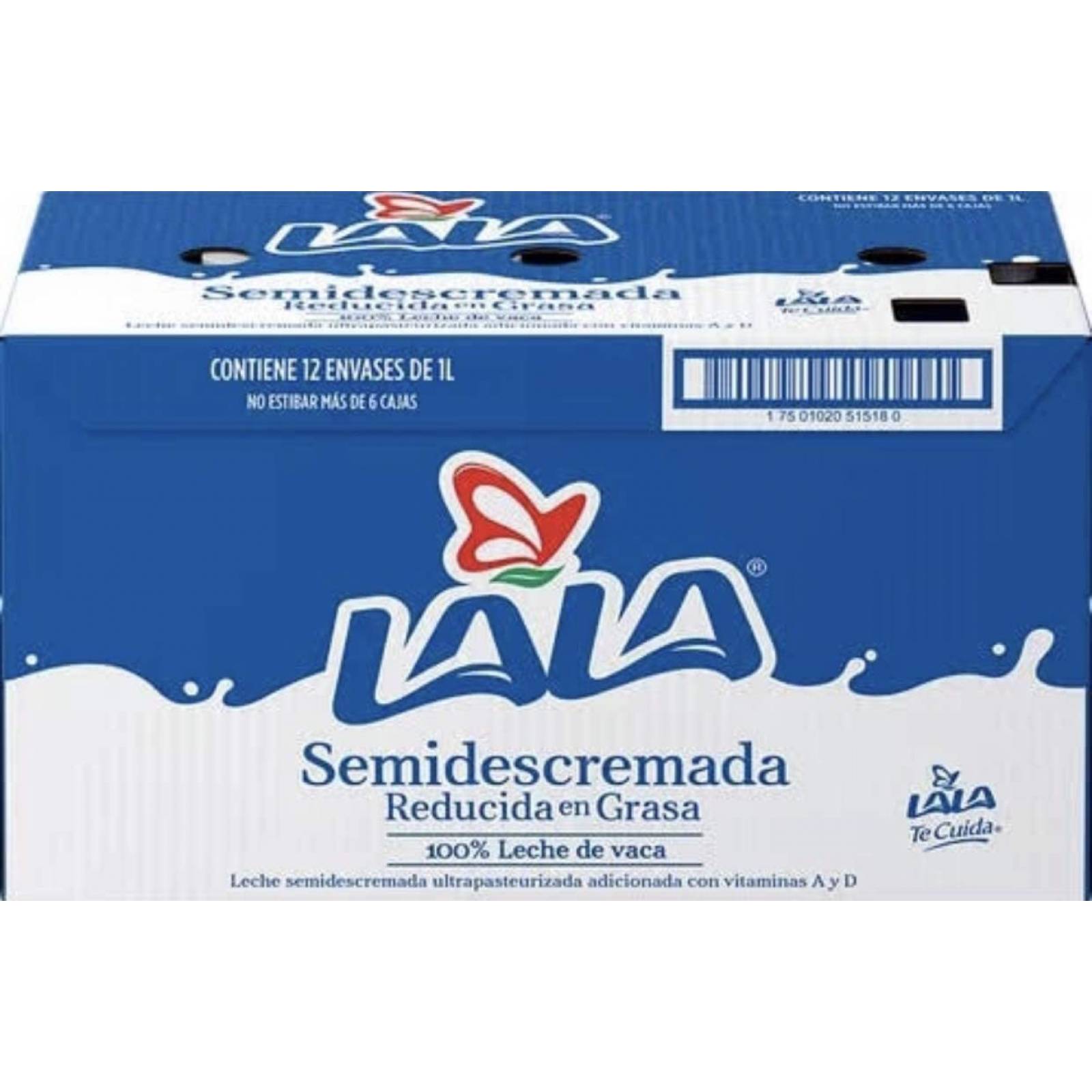 LECHE LALA SEMIDESCREMADA CAJA CON 12 PZAS DE 1 LITRO SALUDABLE REFRESCANTE