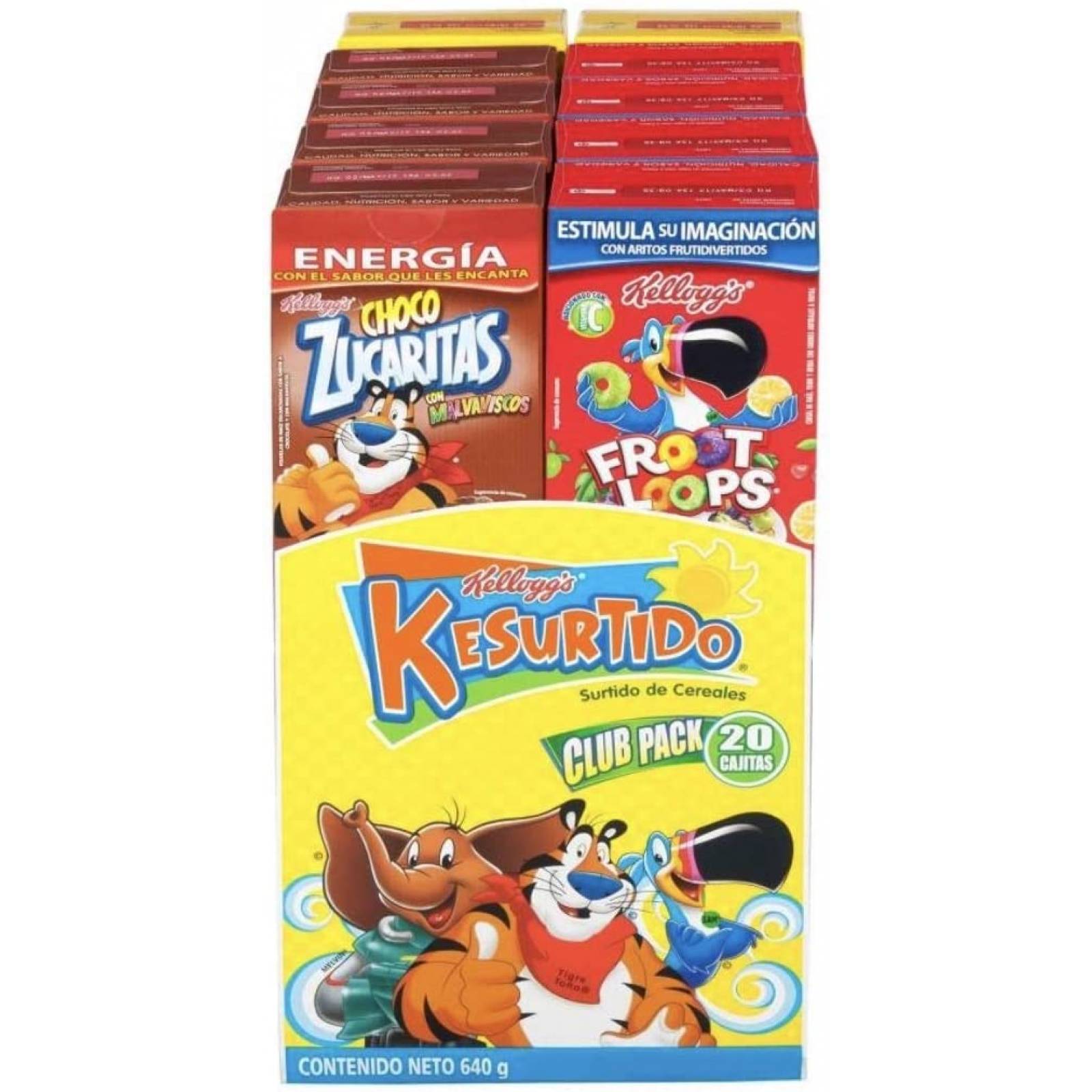 CEREAL SURTIDO KELLOGS KELLOG'S CAJA GRANDE CON 20 PIEZAS DESAYUNO CENA NEGOCIO SNACK BOTANA BOCADILLO