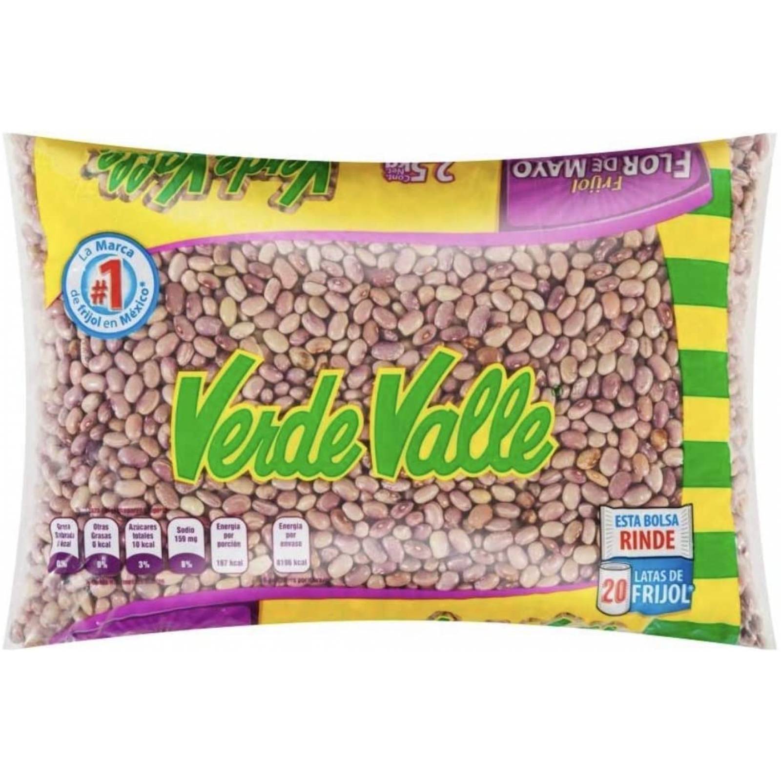 FRIJOL FLOR DE MAYO VERDE VALLE PAQUETE DE 2.5 KILOGRAMOS COCINA CASA NEGOCIO