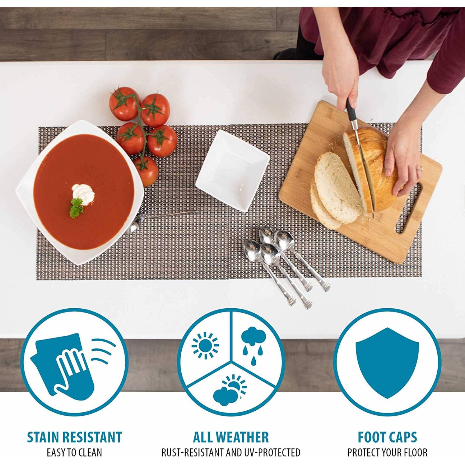 Lifetime 80160 Commercial Height Adjustable Folding Utility Table, 4 Feet, White Granite