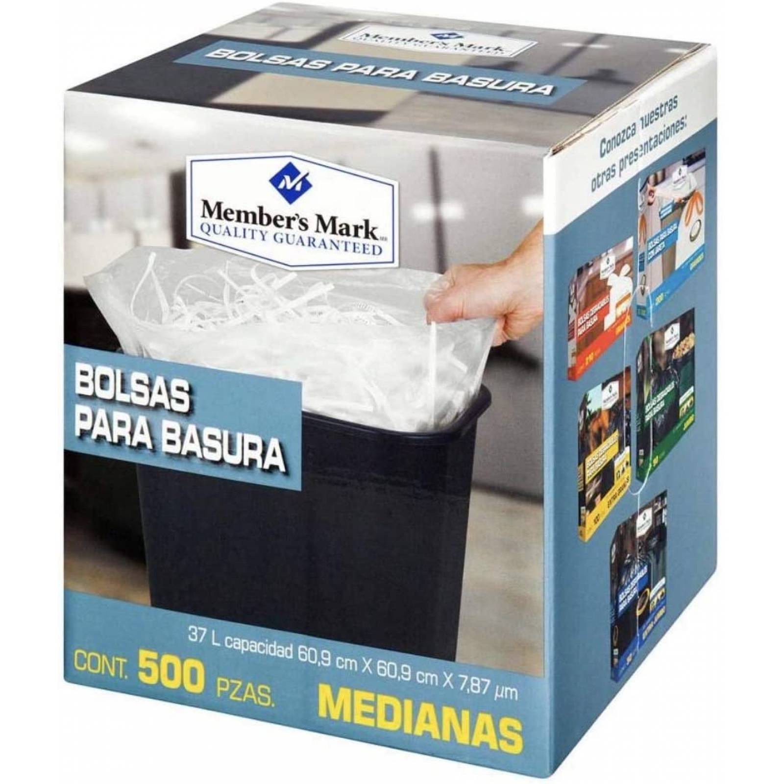 BOLSAS PARA BASURA MEDIANA MEMBERS MARK CAJA CON 500 PIEZAS LIMPIEZA DESECHABLES RESIDUOS CASA OFICINA