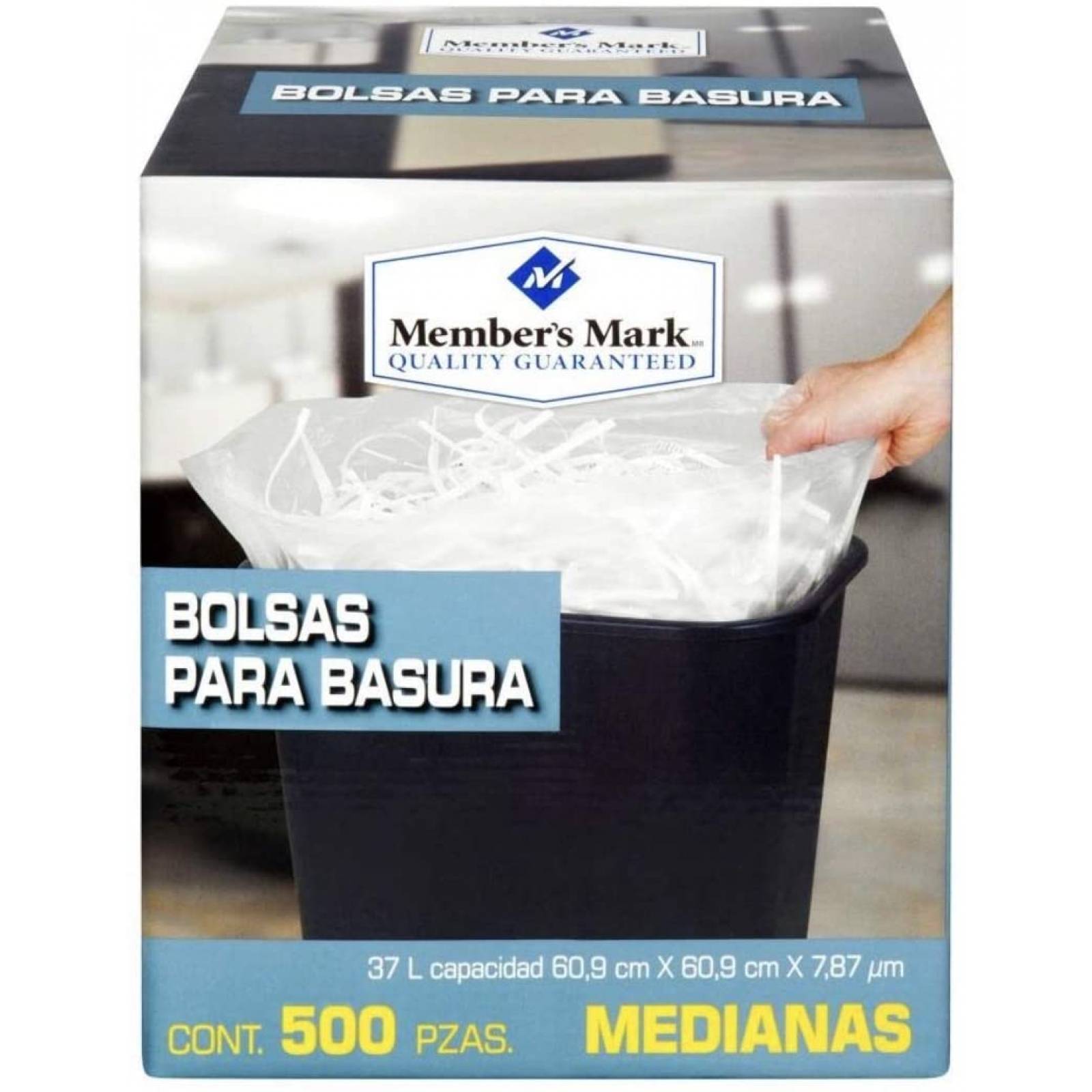 BOLSAS PARA BASURA MEDIANA MEMBERS MARK CAJA CON 500 PIEZAS LIMPIEZA DESECHABLES RESIDUOS CASA OFICINA
