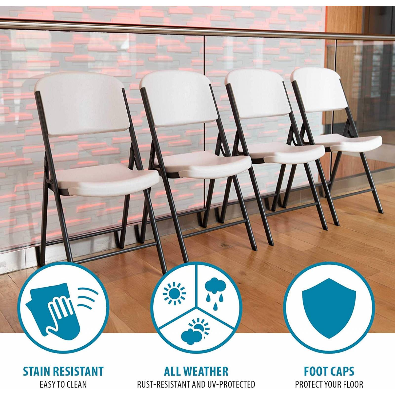 Lifetime 22804 Classic Commercial - Silla Plegable (Granito Blanco, 1 Unidad)