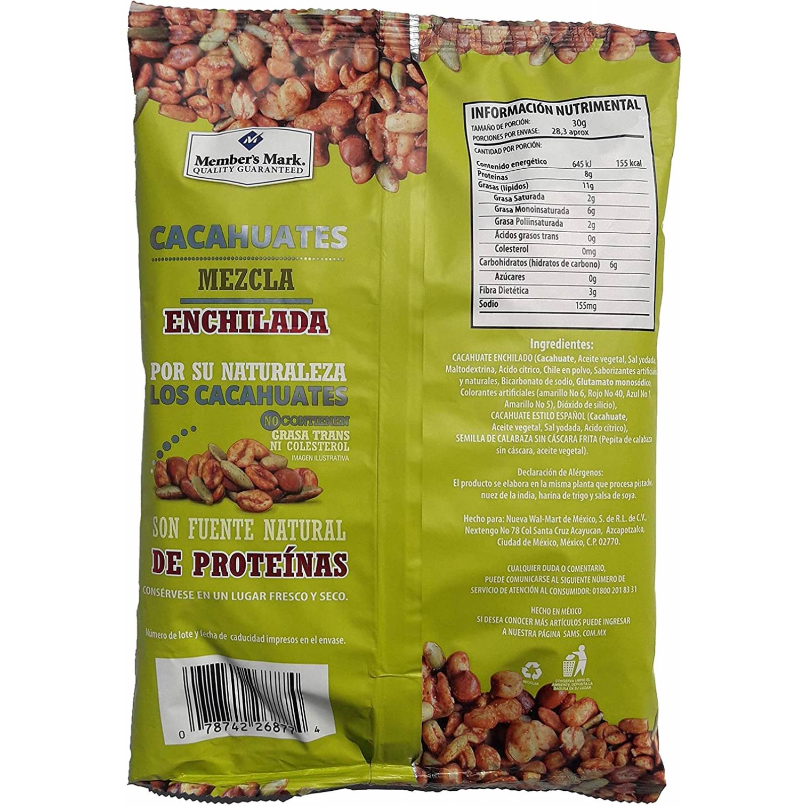 Cacahuates Mezcla Enchilada Member´s Mark. 850 gr.