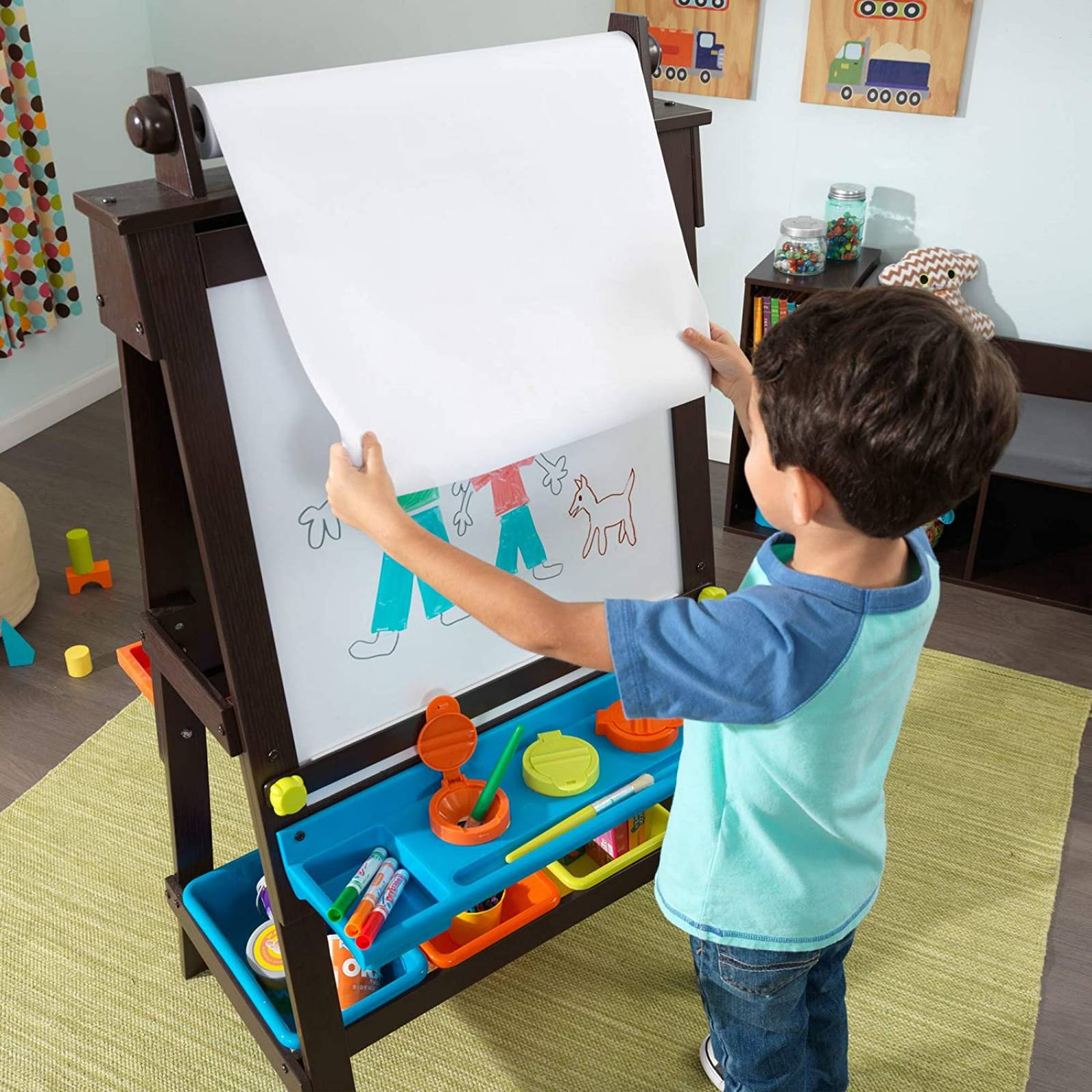 KidKraft 62043.0 Storage Easel Espresso Novelty, 25.2 x 23.2 x 47.6