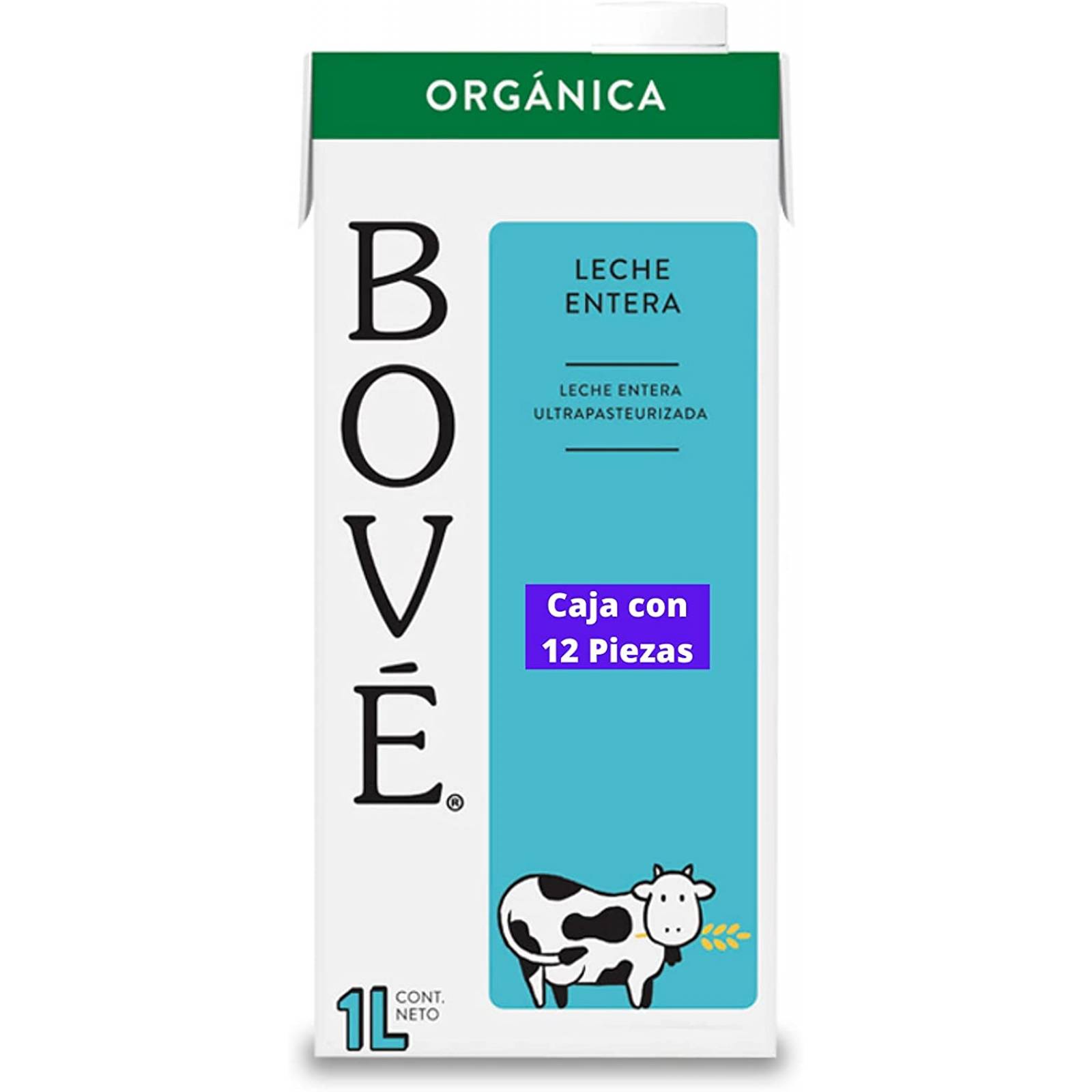 Bové Entera orgánica, Ultrapasteurizada, Adicionada con Vitamina A y D - 1L x 12 piezas