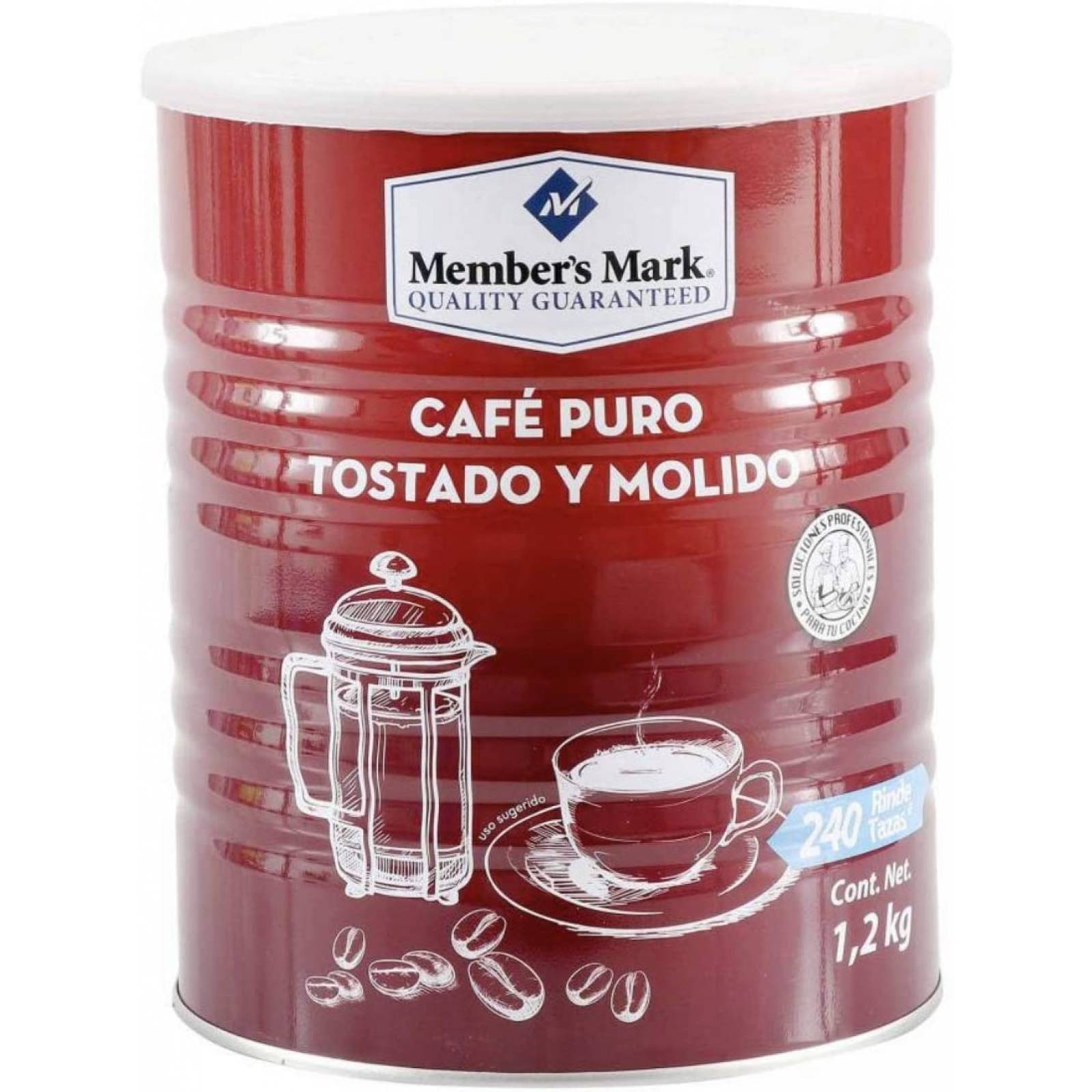 CAFE TOSTADO Y MOLIDO MEMBERS MARK BOTE DE 1.2 KG GRANDE CAFETERA