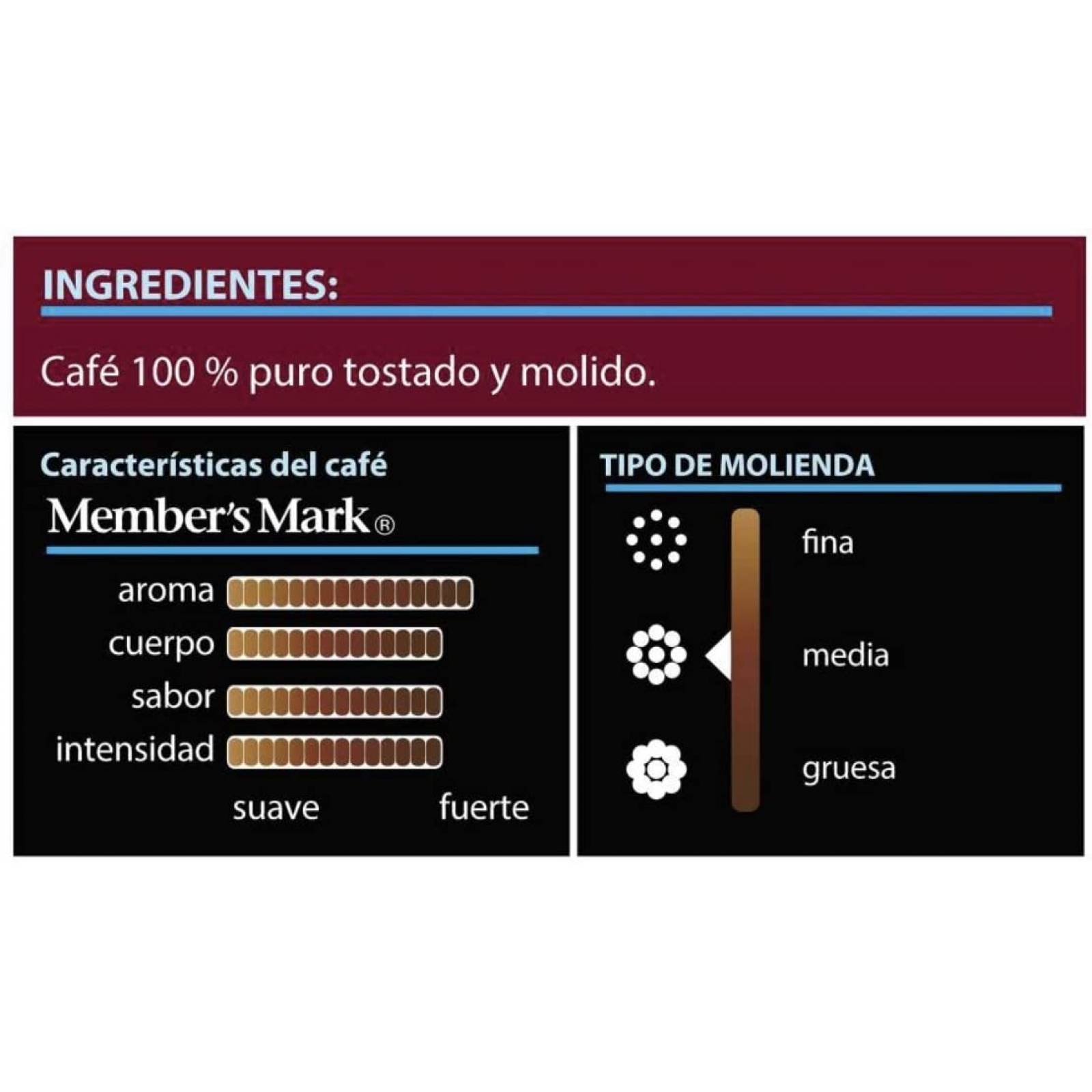 CAFE TOSTADO Y MOLIDO MEMBERS MARK BOTE DE 1.2 KG GRANDE CAFETERA