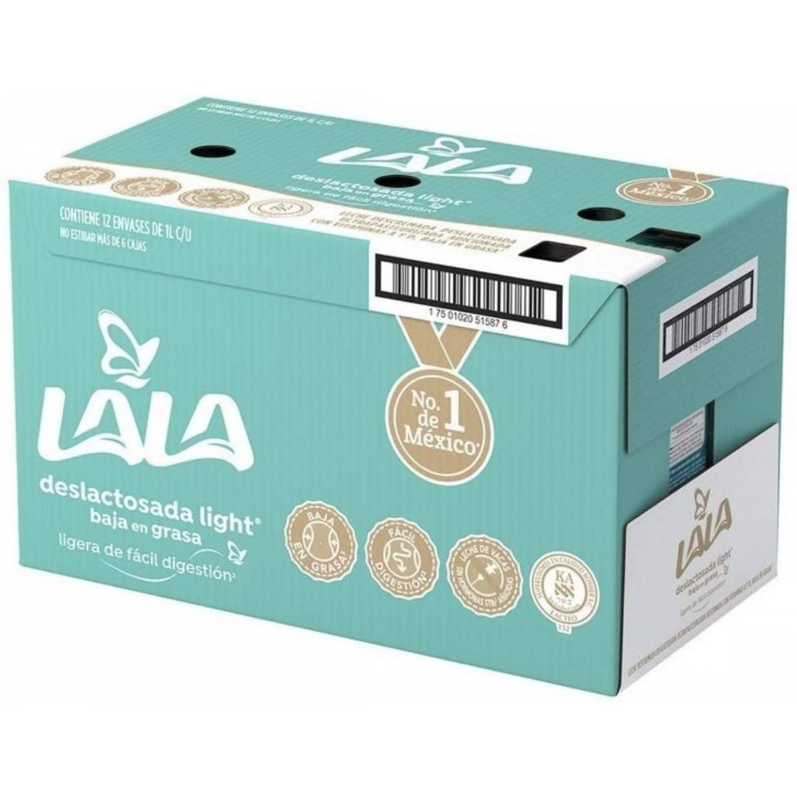 LECHE LALA DESLACTOSADA LIGHT CAJA CON 12 PZAS DE 1 LITRO SALUDABLE REFRESCANTE