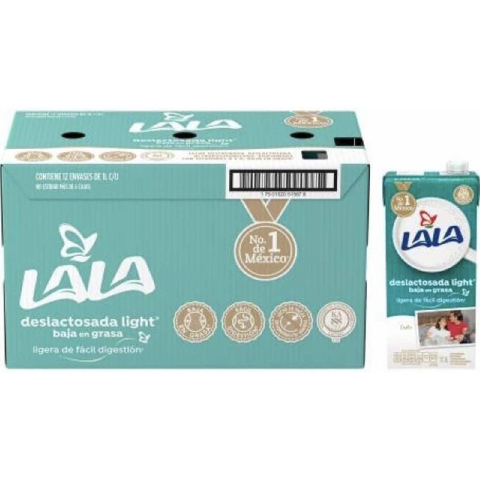 LECHE LALA DESLACTOSADA LIGHT CAJA CON 12 PZAS DE 1 LITRO SALUDABLE REFRESCANTE