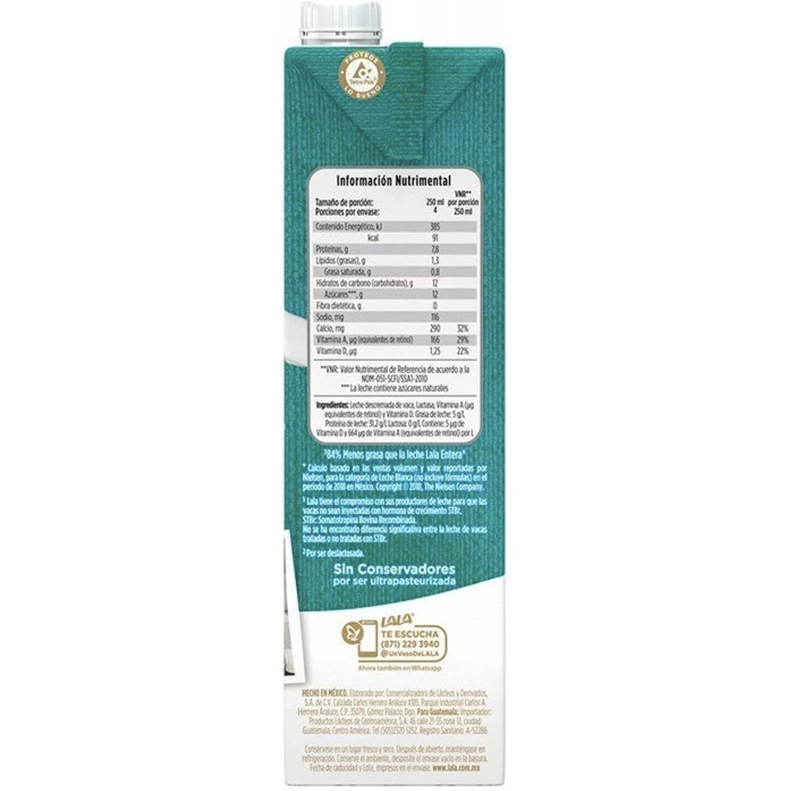 LECHE LALA DESLACTOSADA LIGHT CAJA CON 12 PZAS DE 1 LITRO SALUDABLE REFRESCANTE