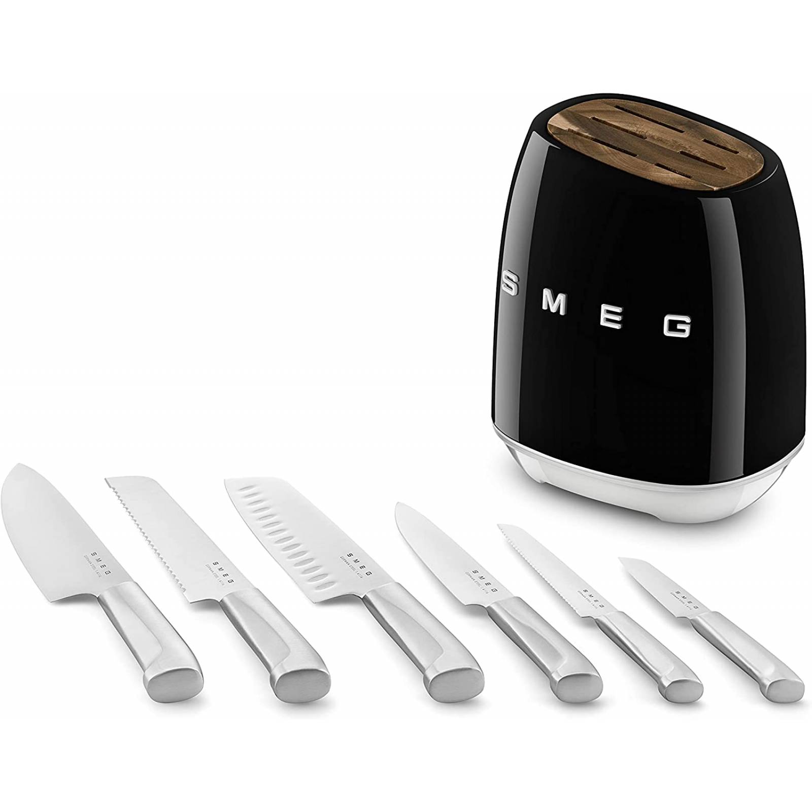 Smeg Juego de bloque de cuchillos negro