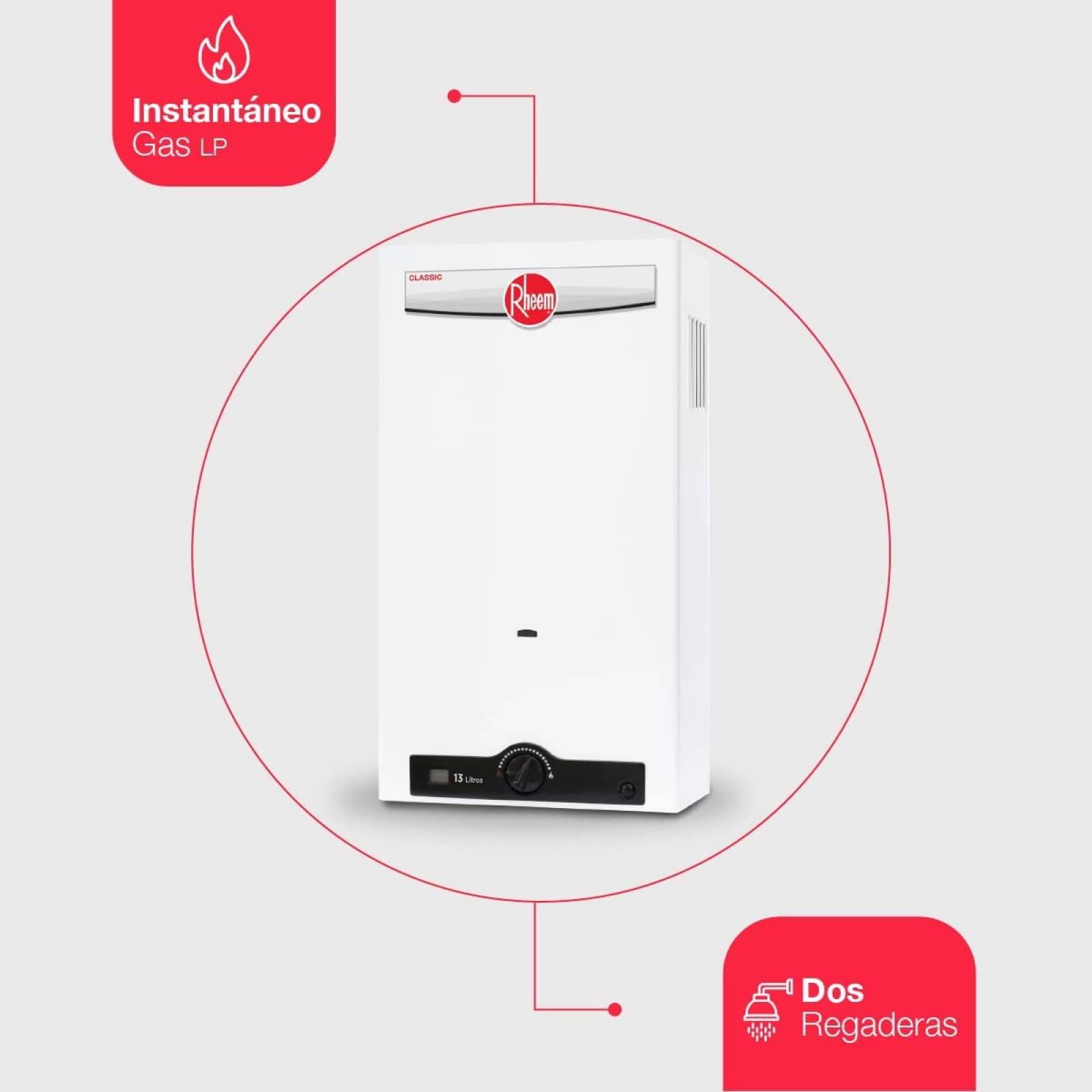 Rheem Calentador De Agua Tipo Instantáneo 13 L/min Gas LP