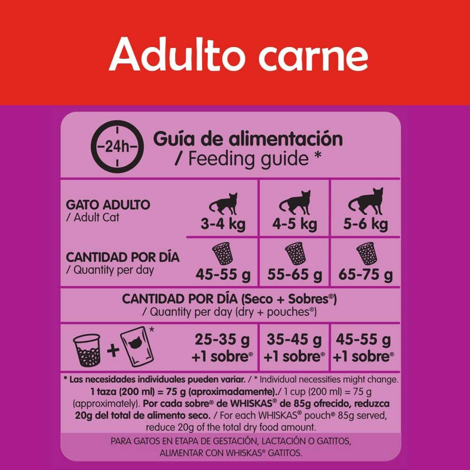 Whiskas alimento para Gatos Adultos. Sabor Carne (Receta Orginal) 9Kg, Violeta