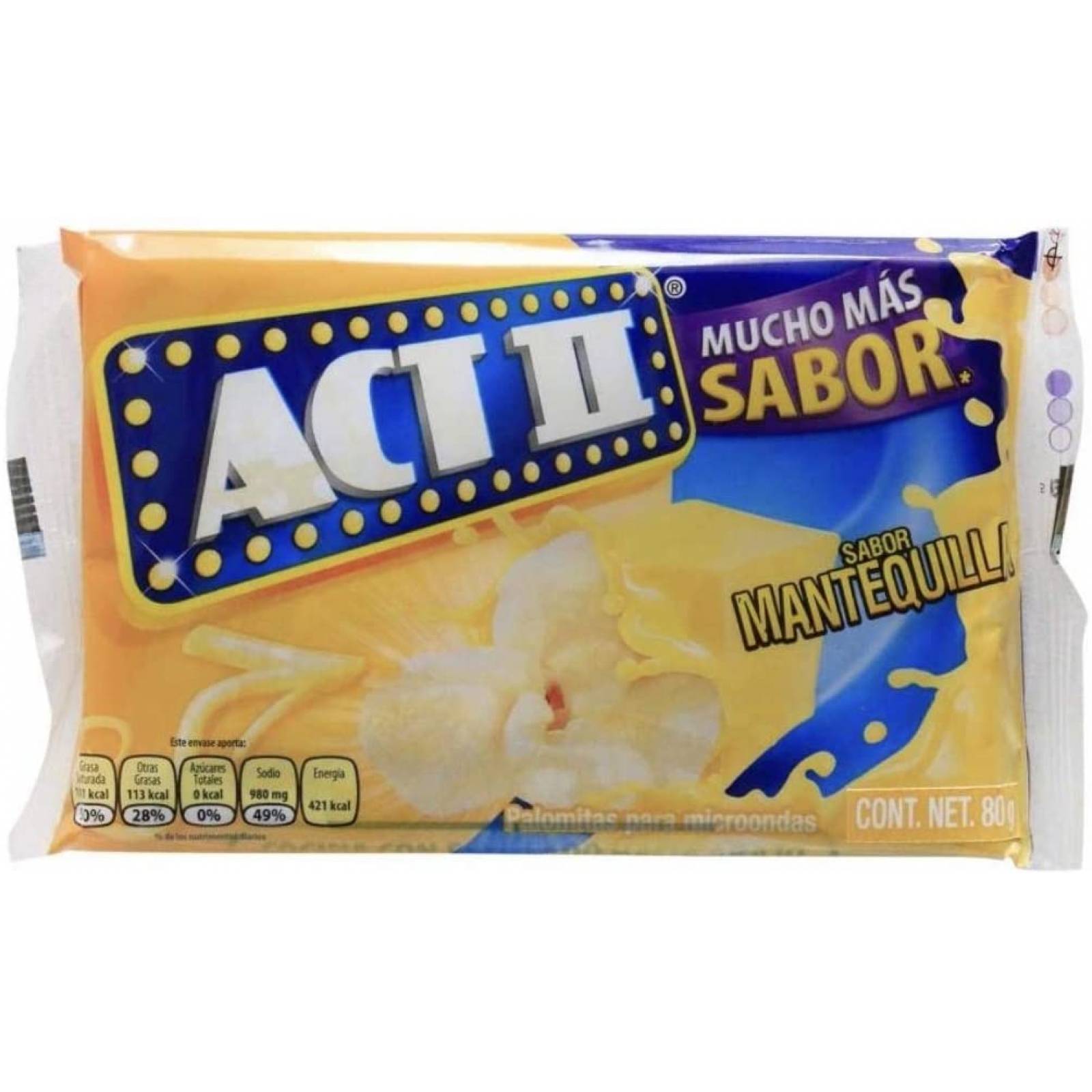 PALOMITAS DE MAIZ PARA MICROONDAS ACT II SABOR MANTEQUILLA