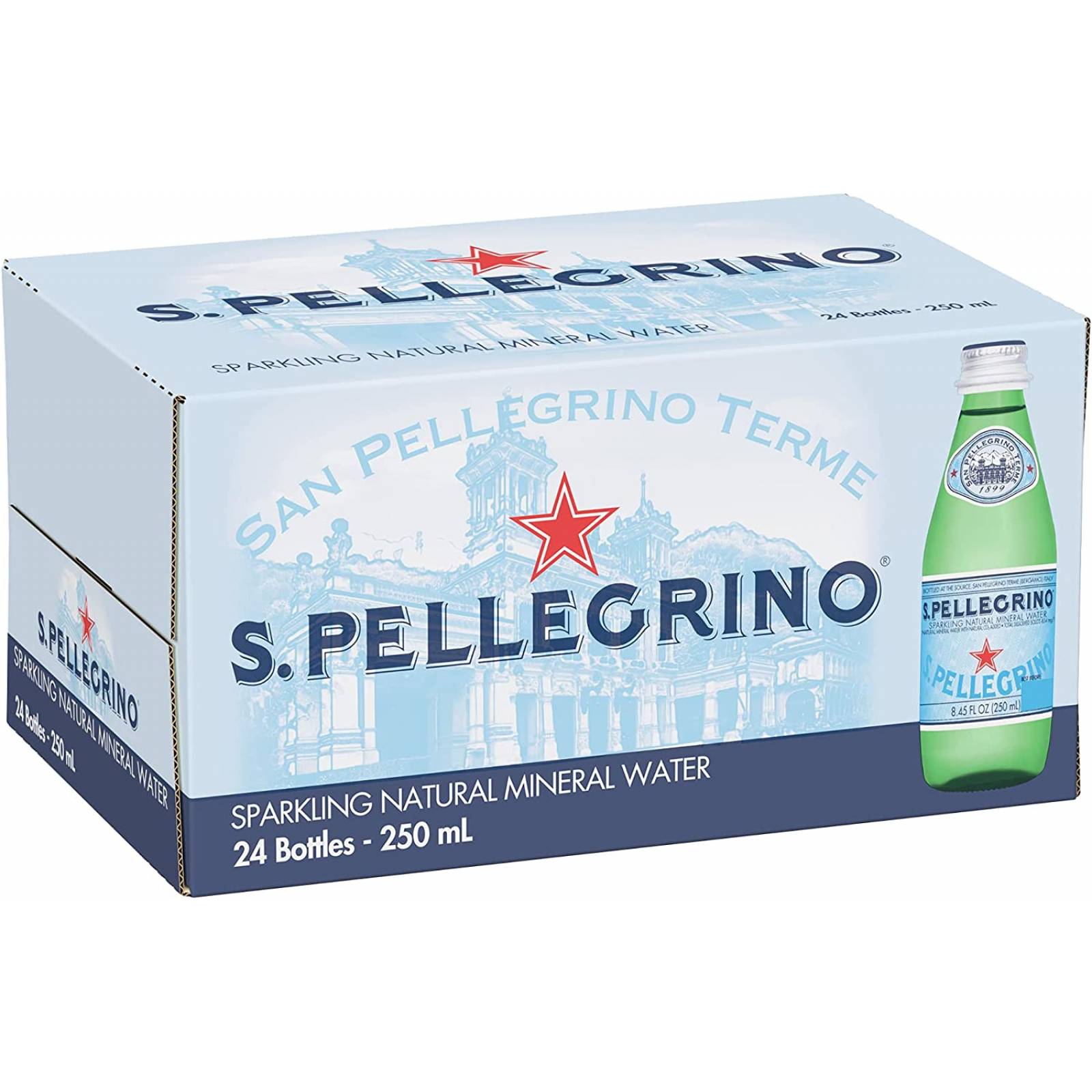 San Pellegrino, San Pellegrino Agua Mineral Natural, 250 mililitros, Paquete de 24, 6 litros