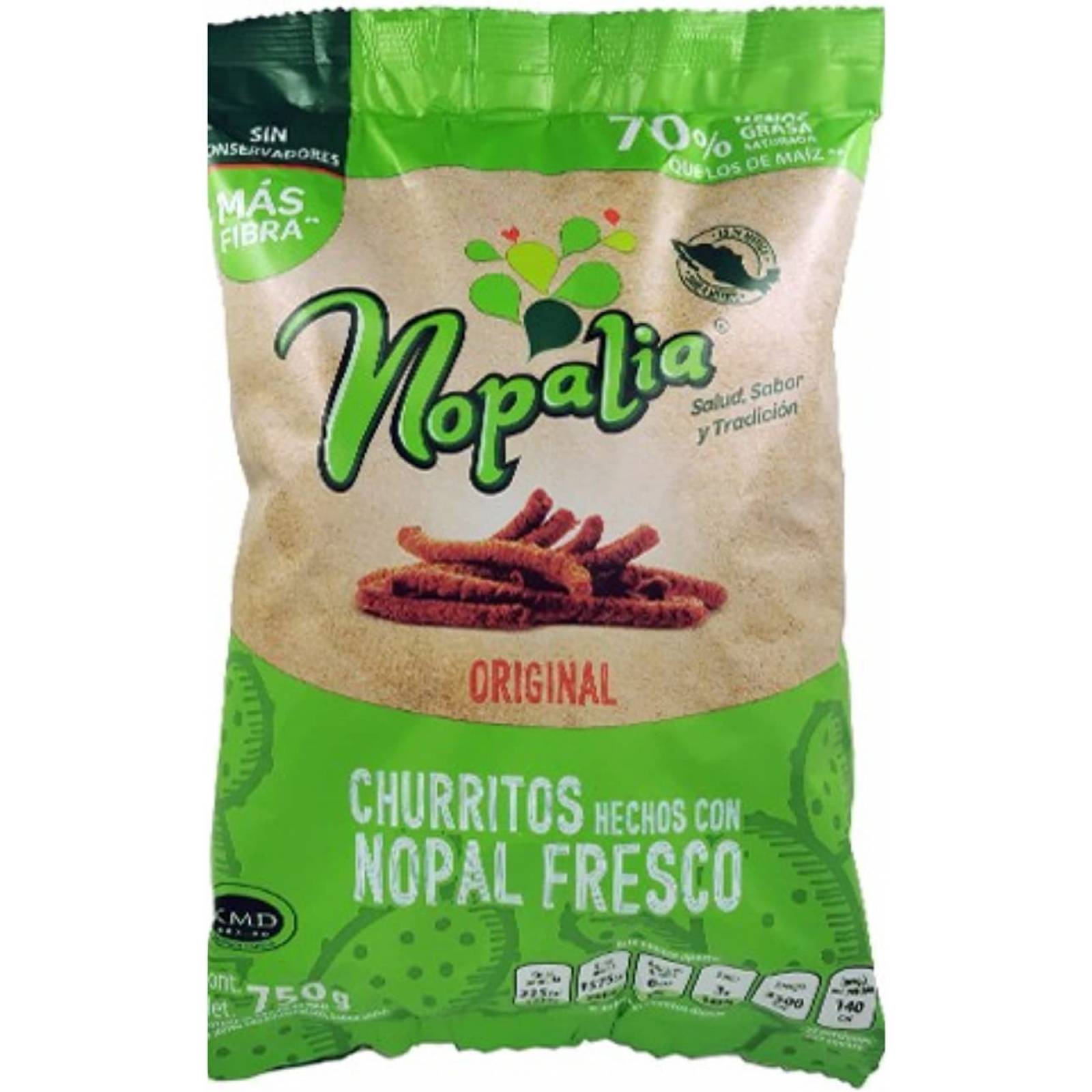 Churrito Nopal Orgánico y harina de maíz, 750 gr.