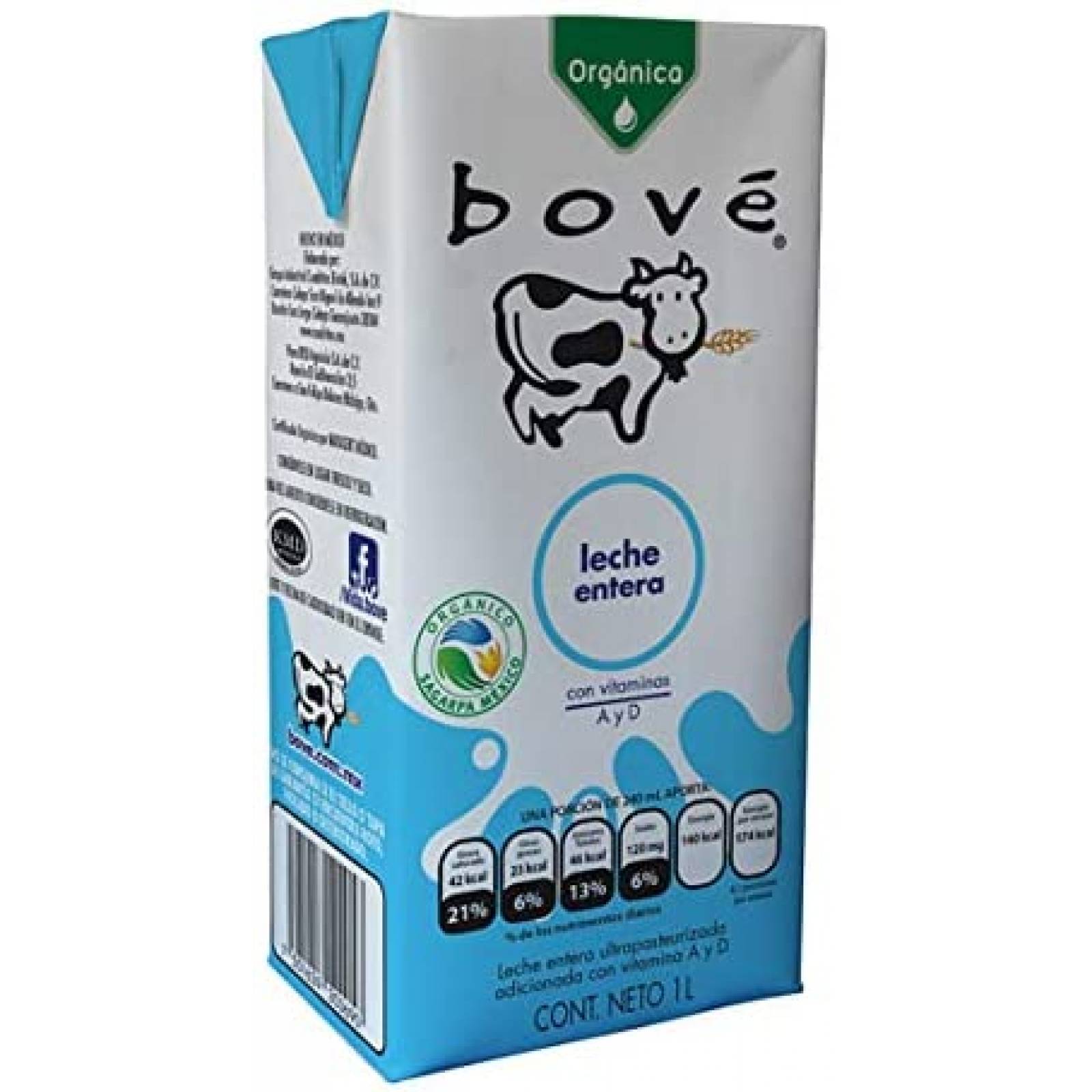 Bové Leche Entera Orgánica Ultrapasteurizada, 1 L