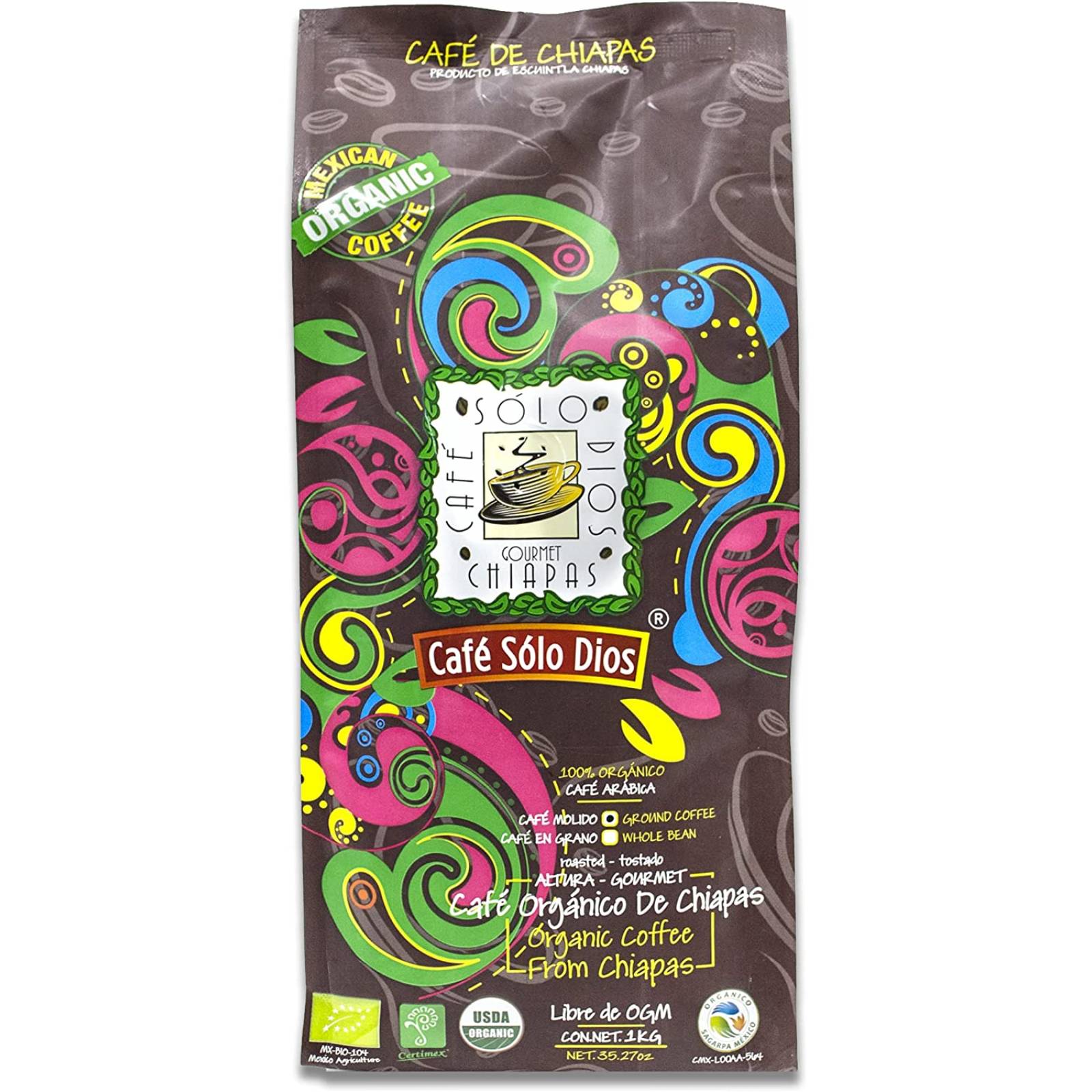 Café Solo Dios Café en molido de 1kg, Sabor Artesanal, 1 kilogramos