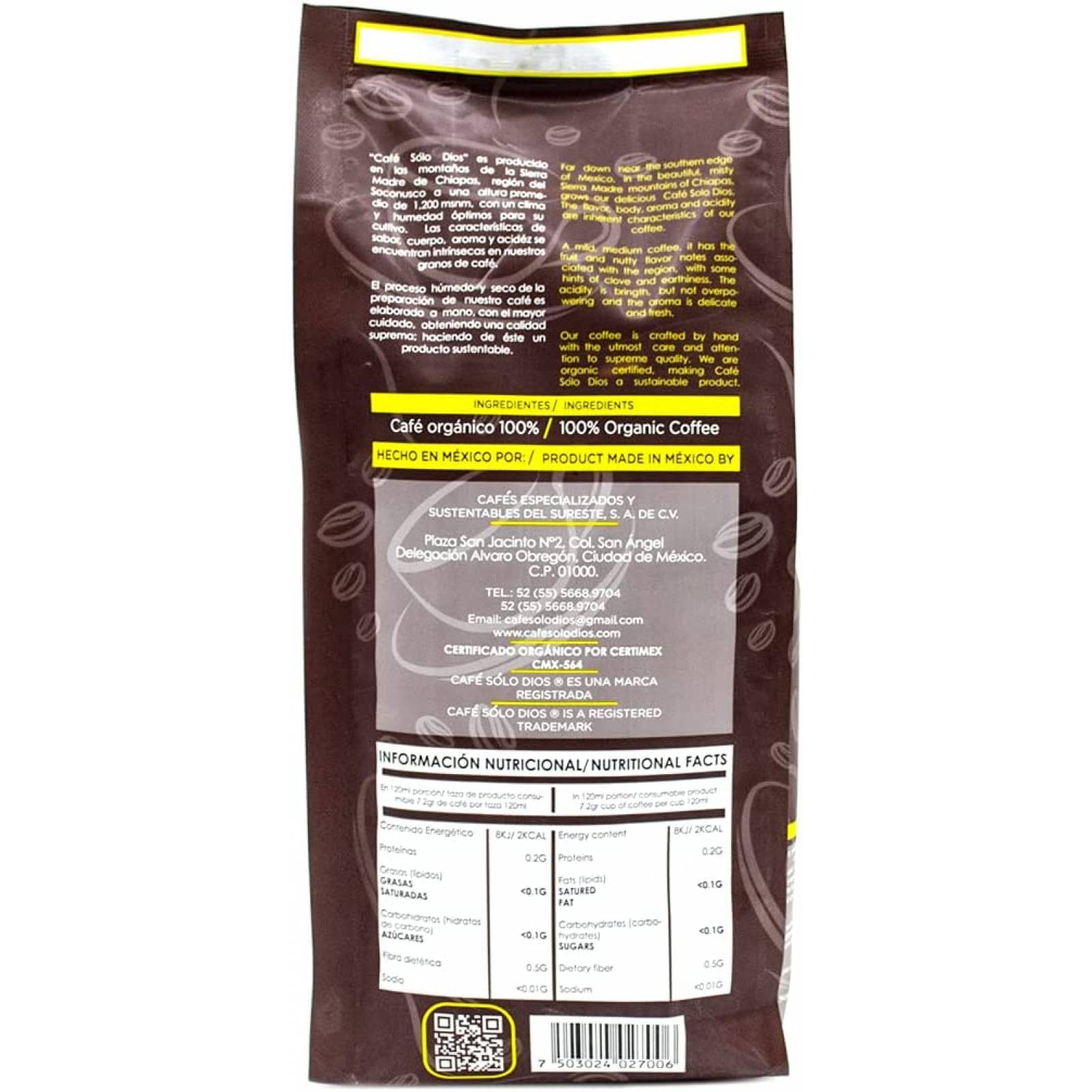 Café Solo Dios Café en molido de 1kg, Sabor Artesanal, 1 kilogramos