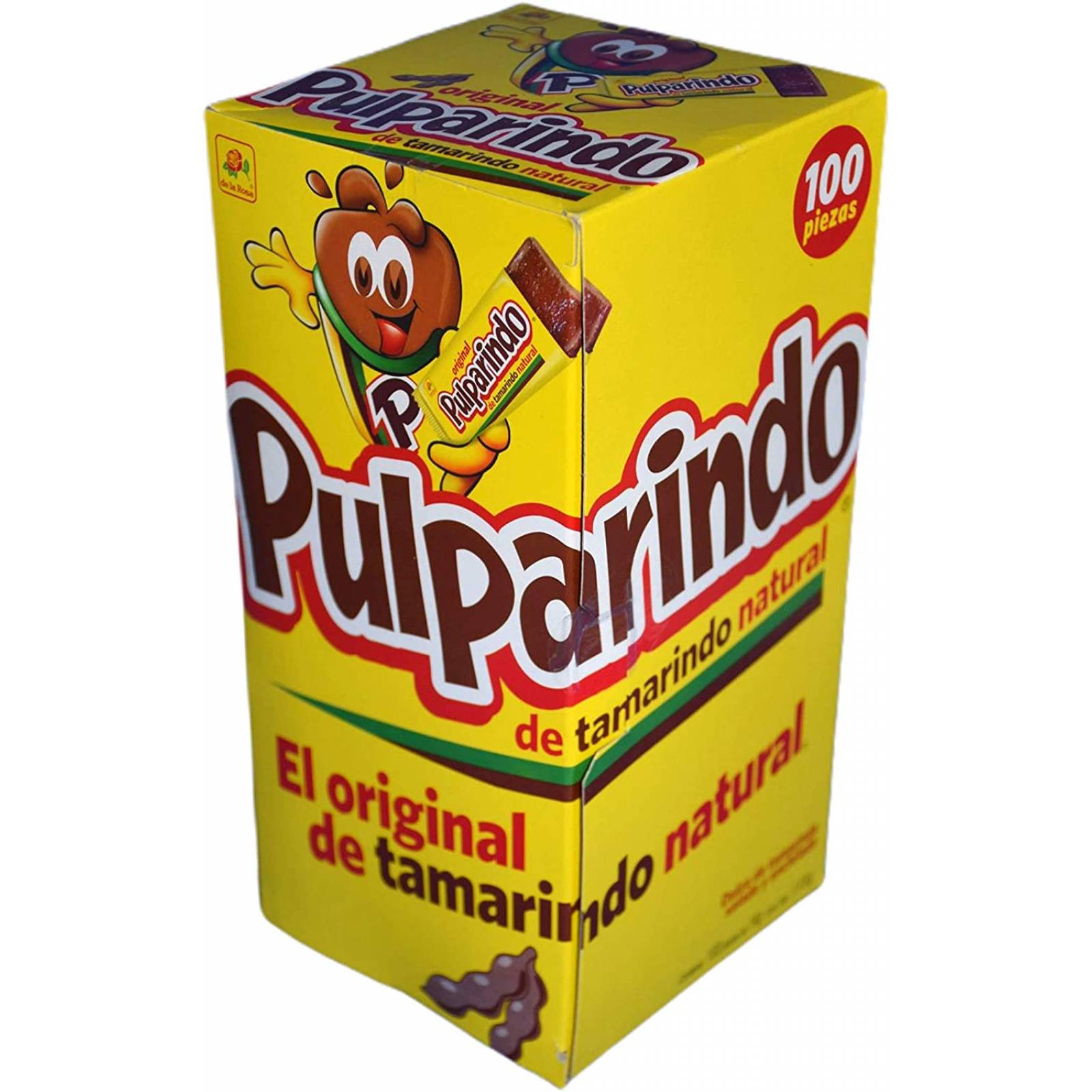 Pulparindo De la Rosa, Caja 100 Piezas, tamarindo natural, Total 1.4 Kg