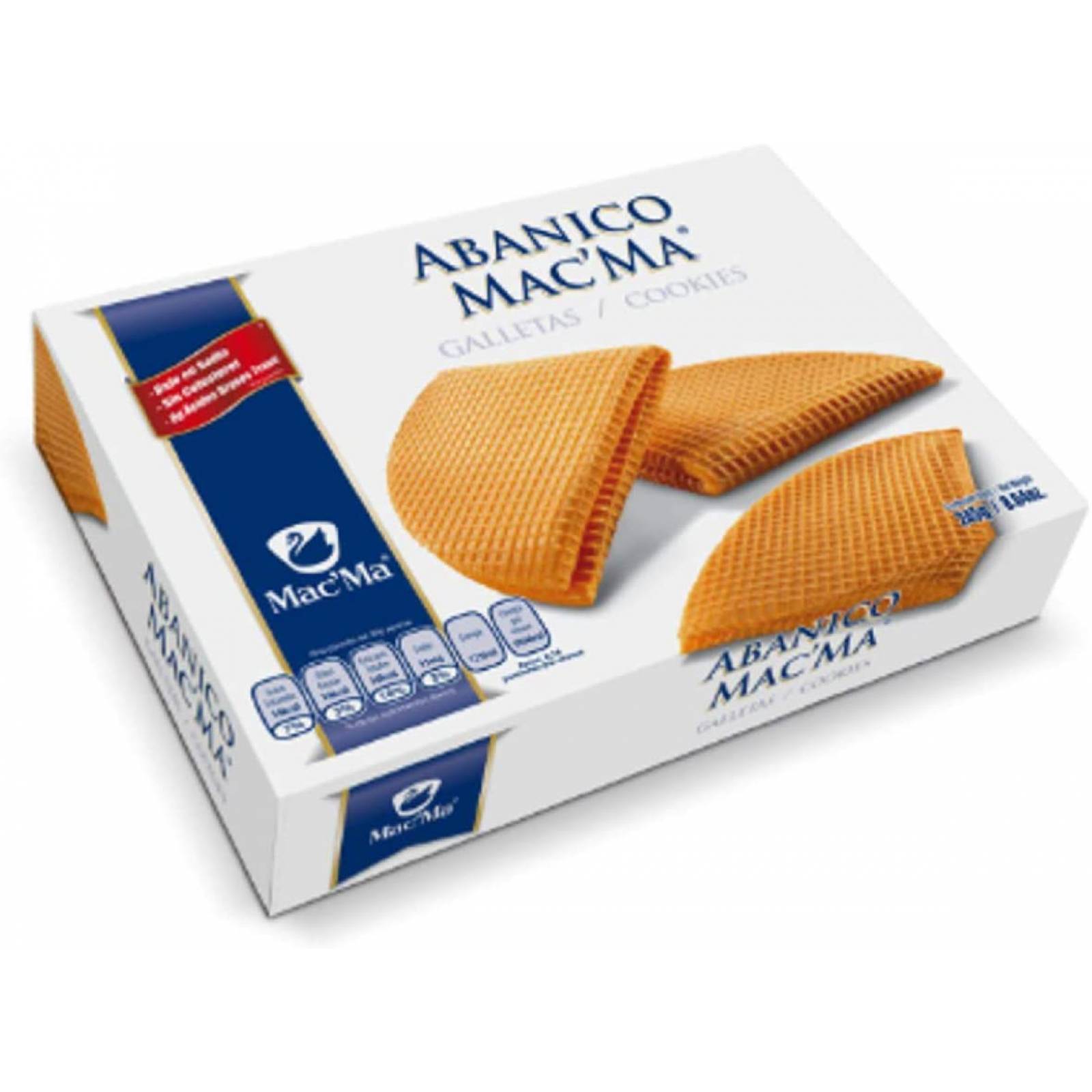 Deliciosas Galletas ABANICO Mac Ma Caja con 245 gramos Galletas Mac'ma, galletas mexicanas, caja de 8.