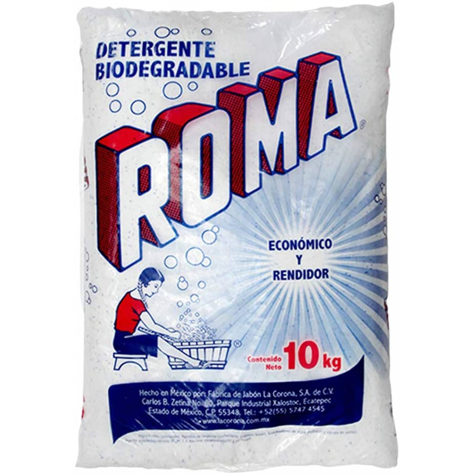 Roma Detergente Biodegradable en Polvo para Ropa, 10 Kg, Pack of 1