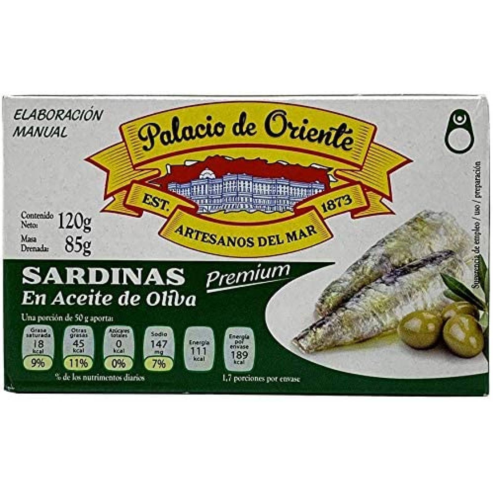Sardinas En Aceite De Oliva Palacio De Oriente 3 Piezas De 120 G