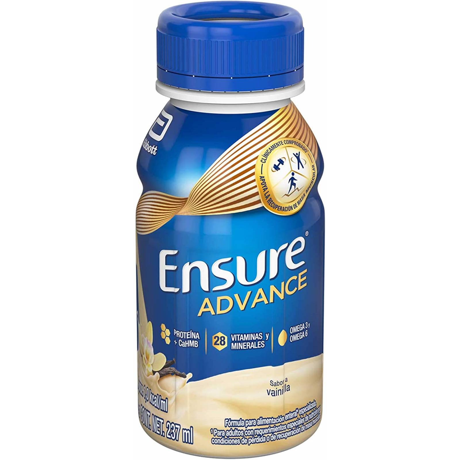 Ensure Advance Vainilla + Fresa, Caja con 12 Botellas de 237 ml (10 Vainilla y 2 Fresa), Alimentación Espec