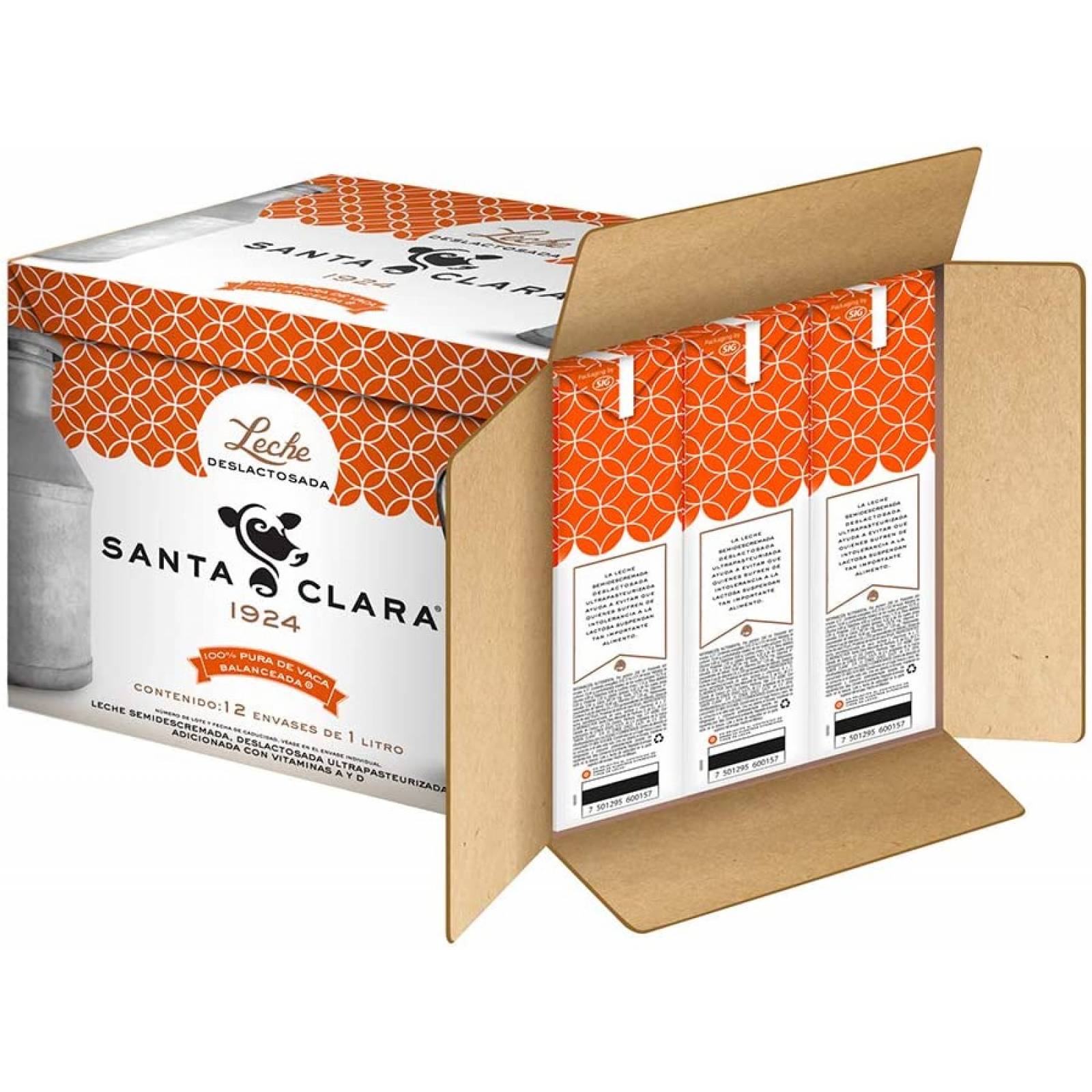 Leche Deslactosada, Leche Santa Clara, 12 pack - 1l/caja