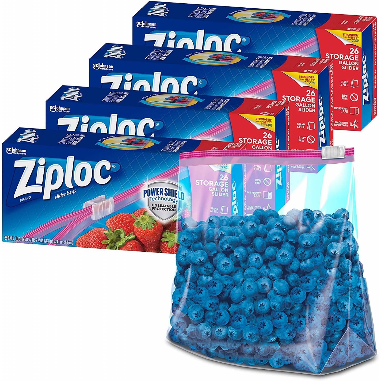 Ziploc Bolsas de almacenamiento con tecnología Power Shield, para alimentos, sándwich, organización y más,