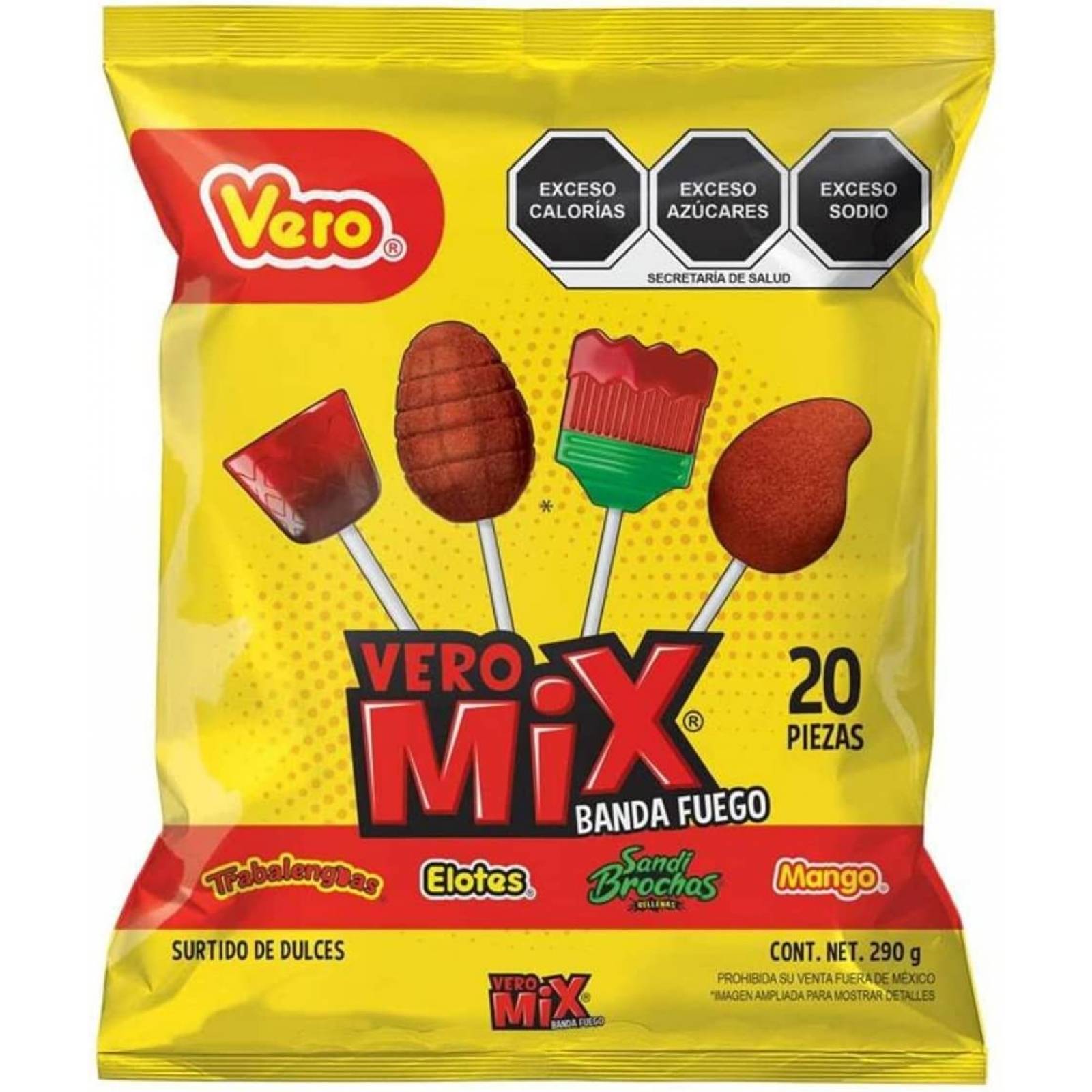 Dulces para piñata Surtido de dulces Paletas de Dulce Vero Paquete Vero Mix Dulce Club 20 paletas dulc
