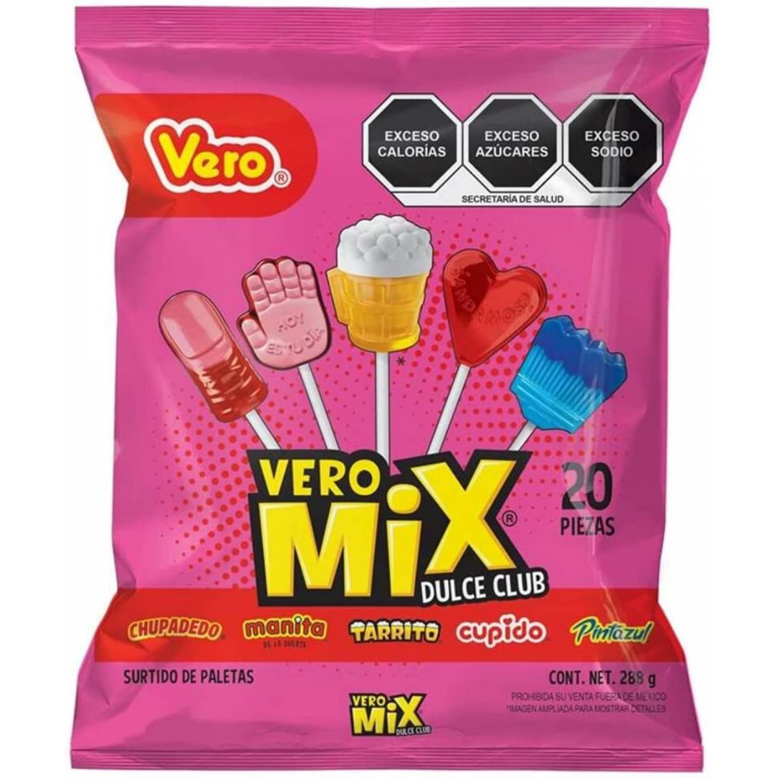 Dulces para piñata Surtido de dulces Paletas de Dulce Vero Paquete Vero Mix Dulce Club 20 paletas dulc