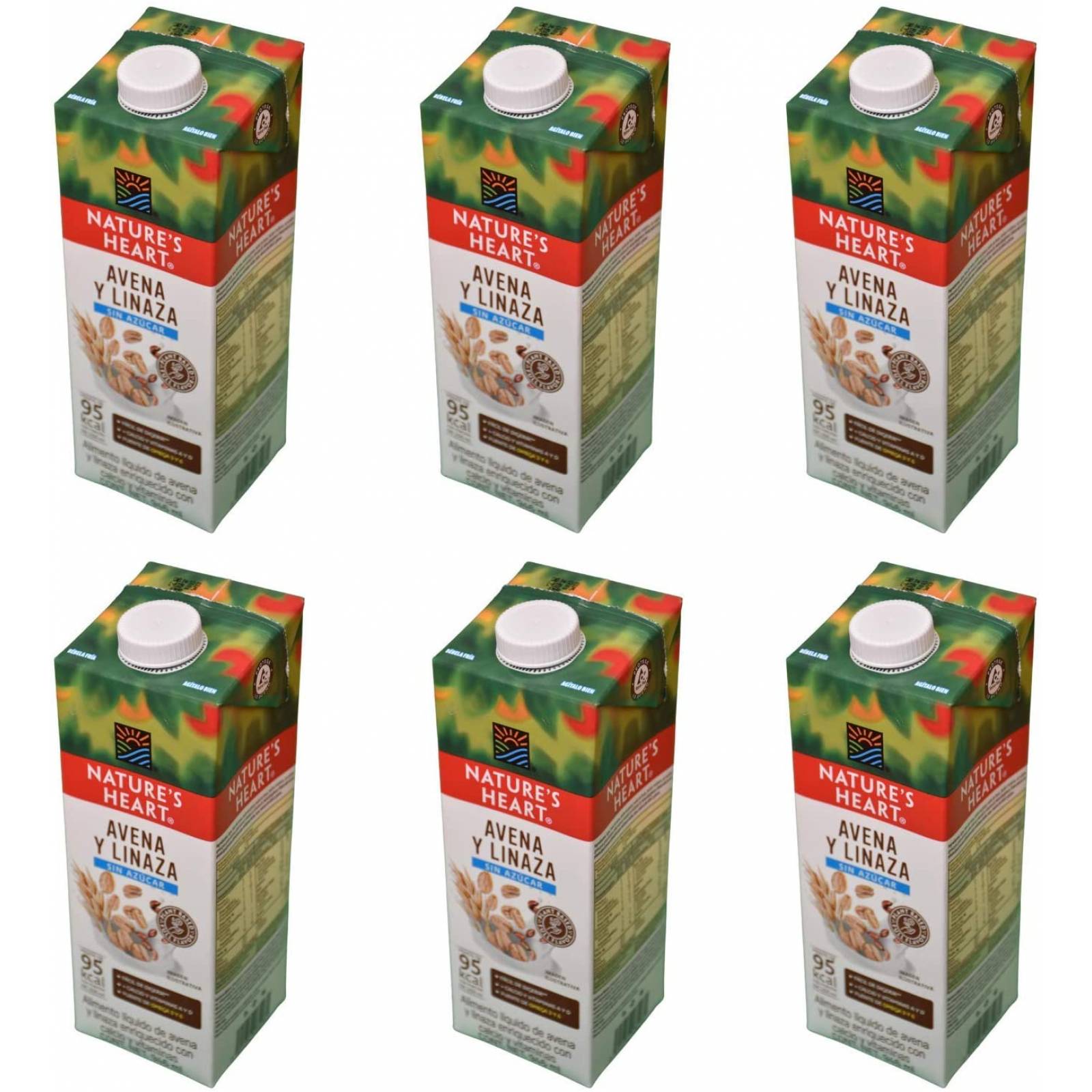 Natures Heart Bebida sabor avena y linaza 6 Pack de 946 ml (5.67 litros). Sin Azúcar, Vegano