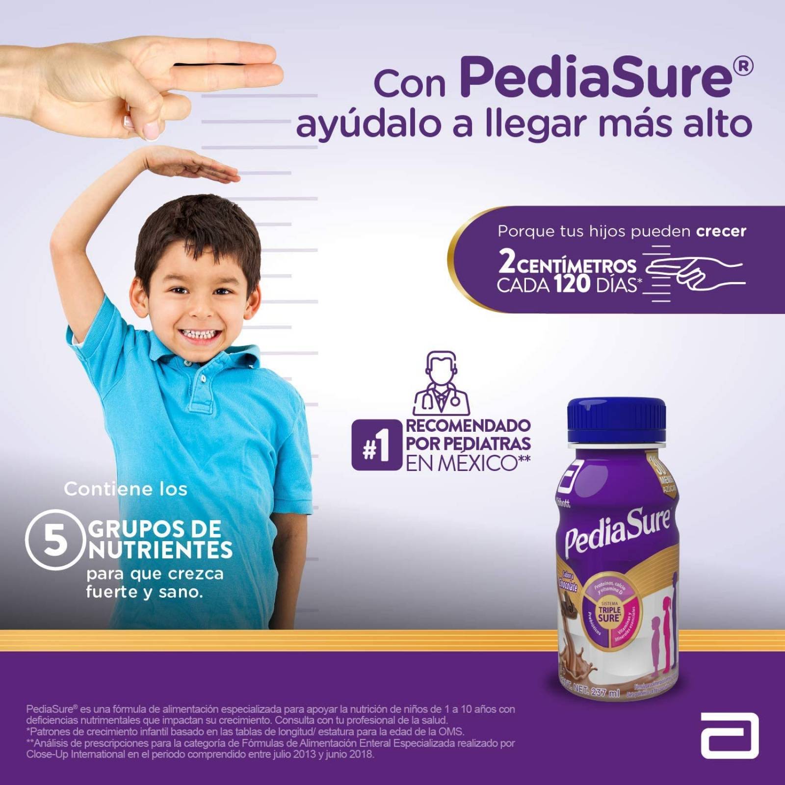 Pediasure Alimentación Especializada para Niños de 1 a 10 Años, Chocolate, 237 ml, 24 Piezas