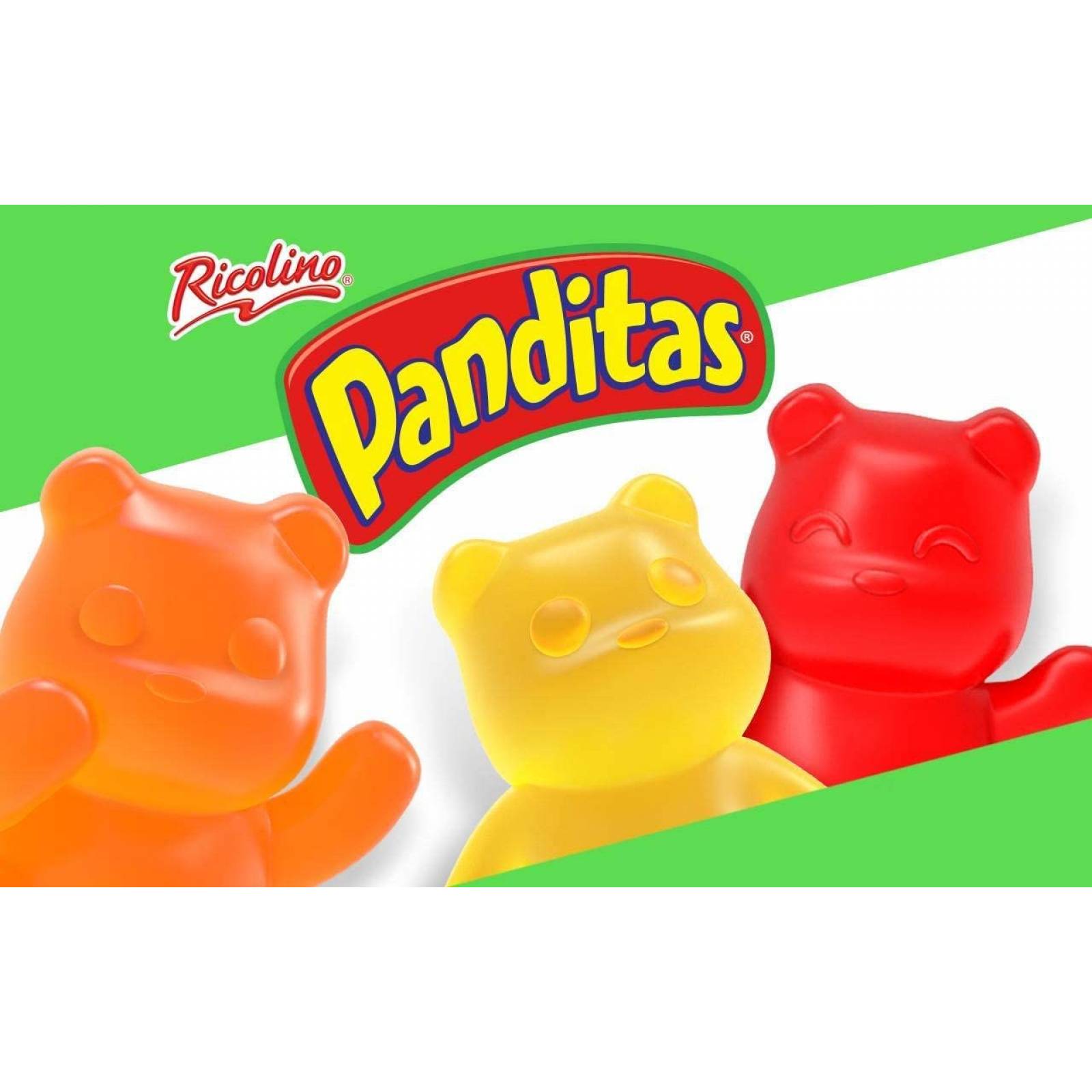 RICOLINO PANDITAS CLÁSICOS ORIGINALES, DIVERTIDOS SABORES FRESA LIMÓN PIÑA NARANJA, GOMITAS DELICIOSAS, GOM