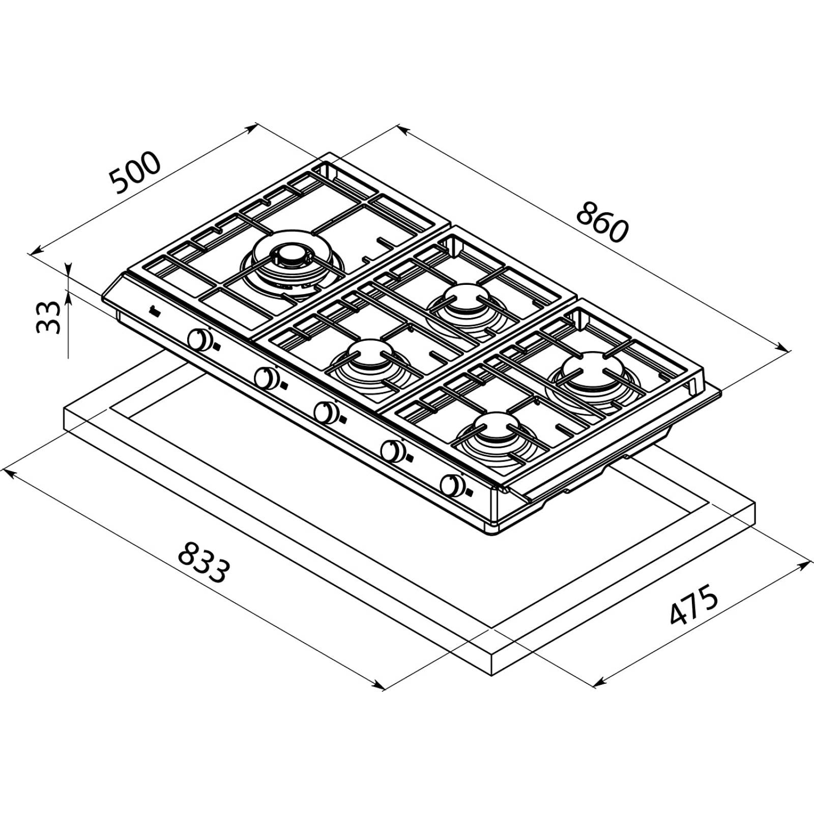 Teka EX 90.1 5G AI DR LEFT CI Parrilla a Gas Acero Inoxidable