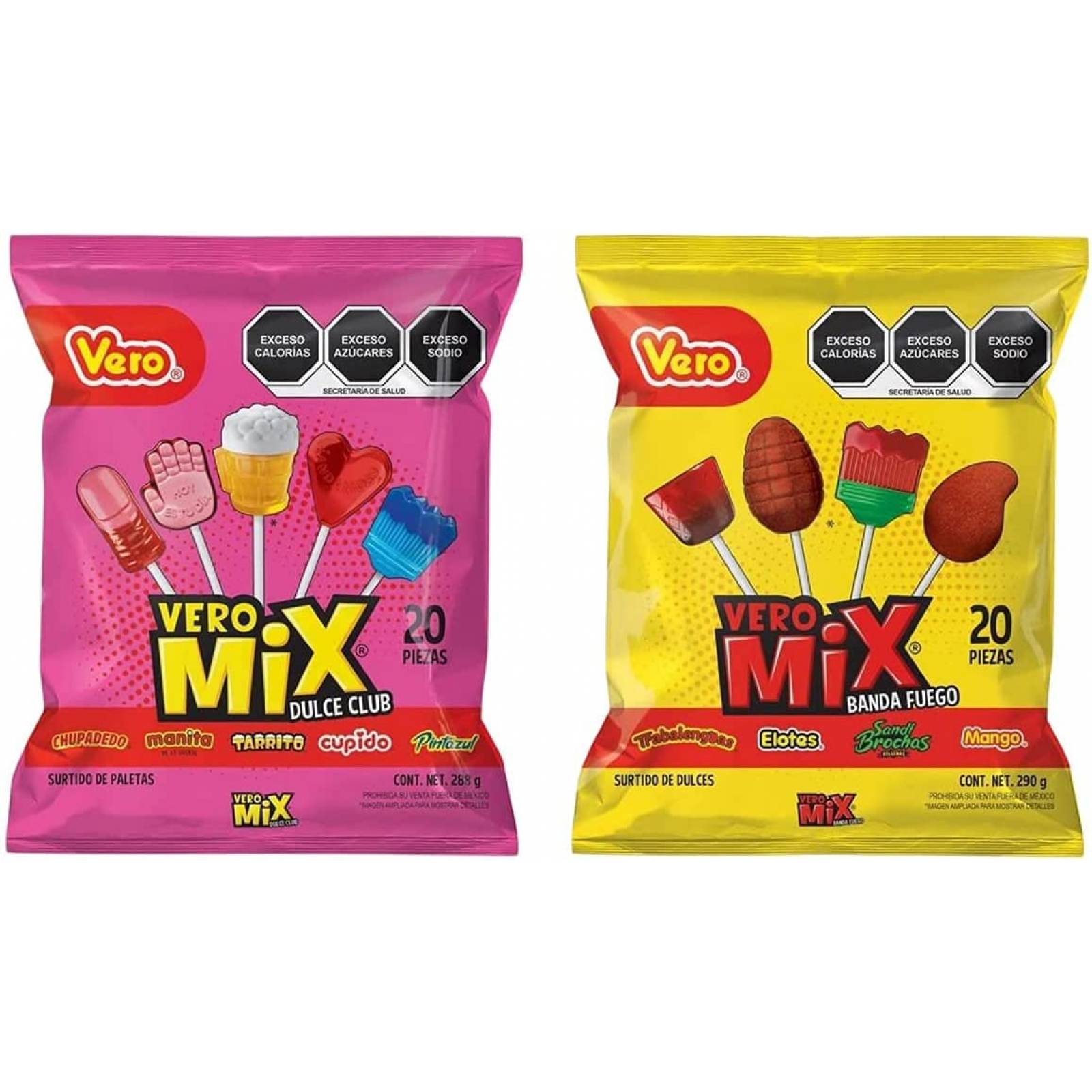 Dulces para piñata fiesta vero mix 8 paquetes total de 160 piezas