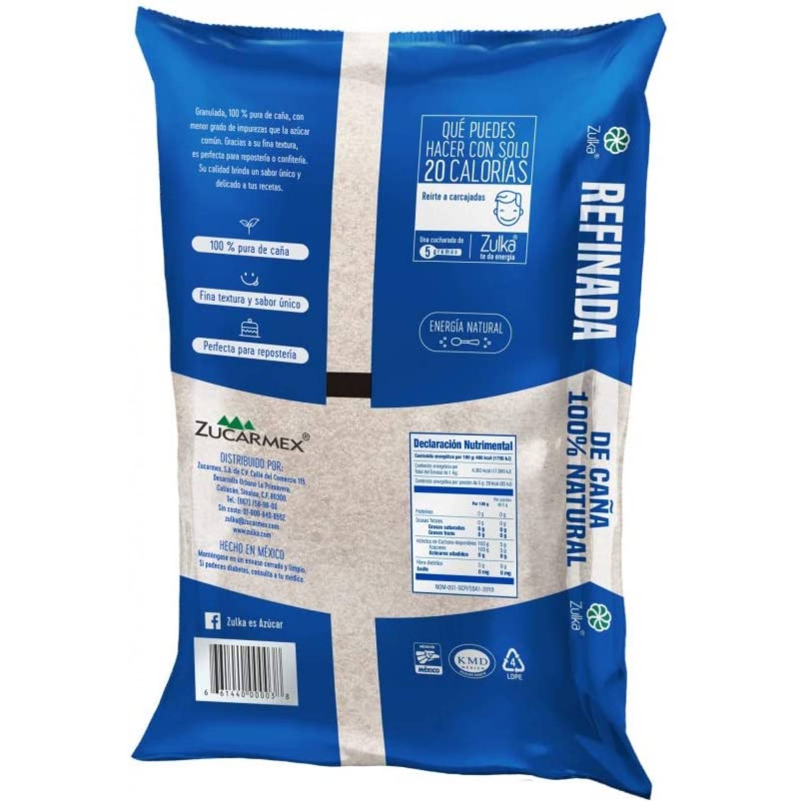 Zulka, zulka azucar refinada 10 piezas de 1kg c/u, 10 pzas