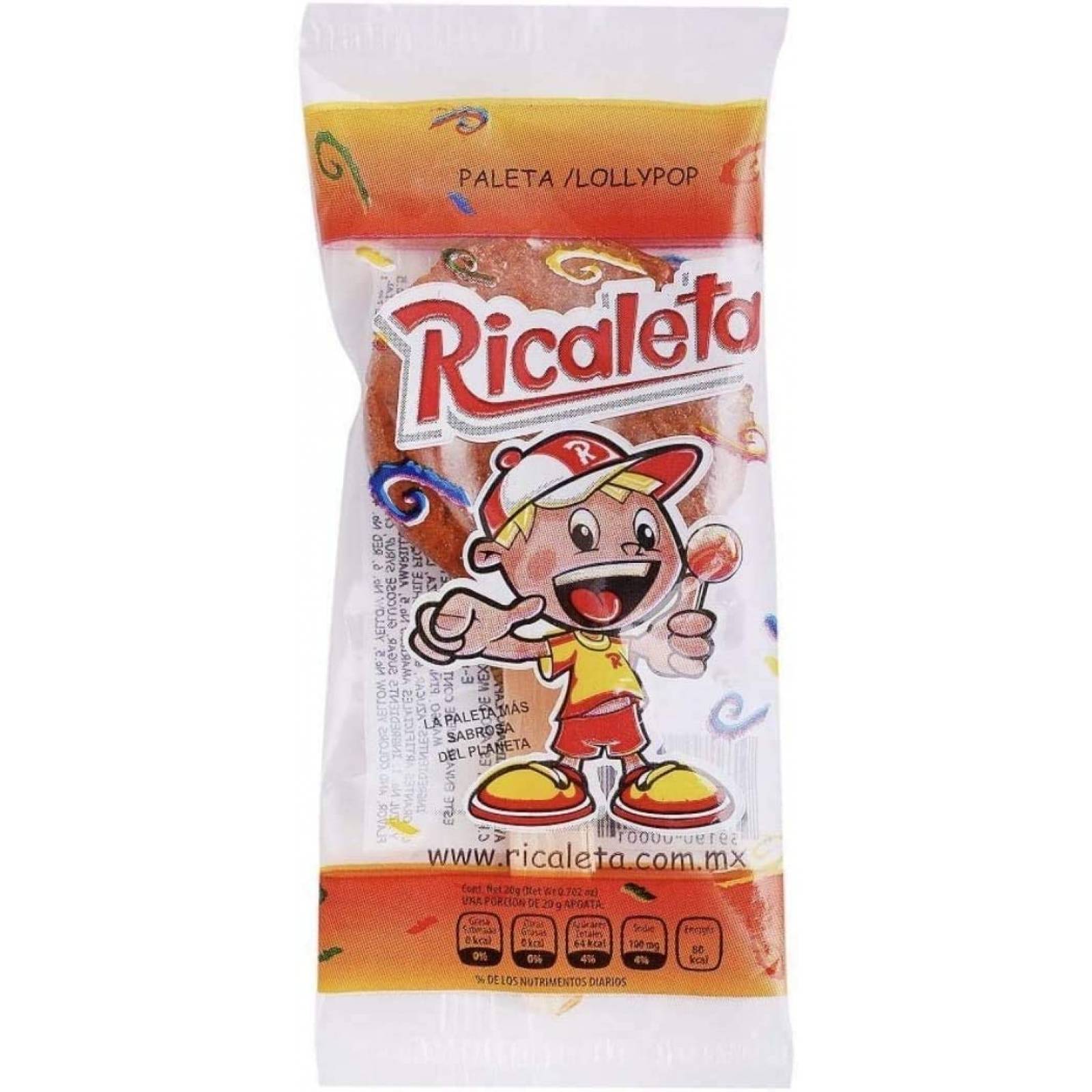Ricaletas Paleta De Caramelo Sabor Tamarindo Vitrolero Con 50 Paletas.
