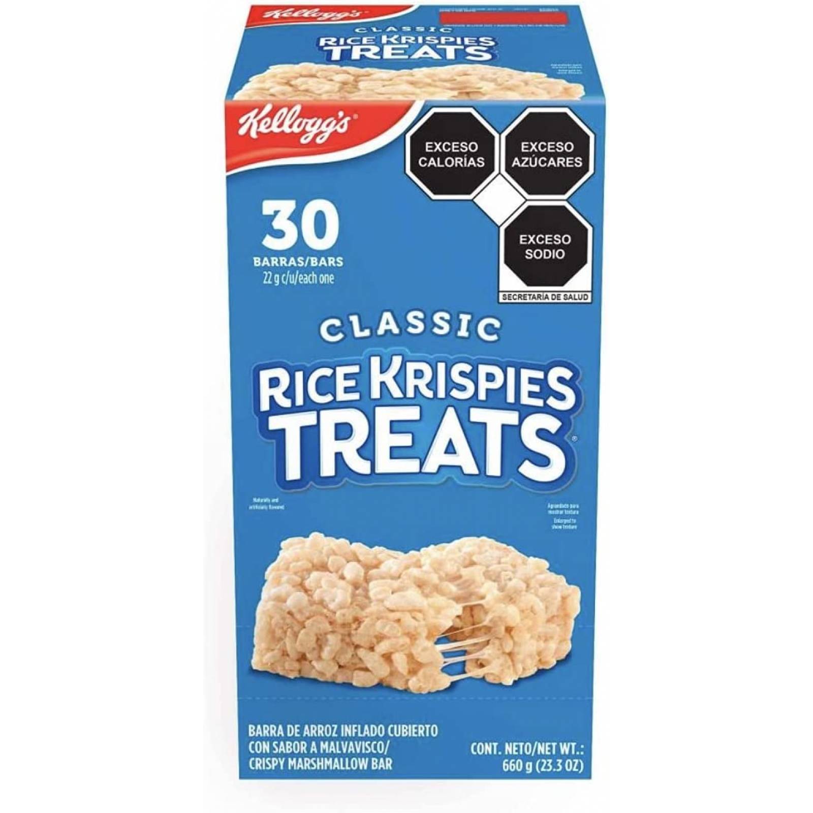 Barras de Arroz Rice Krispies Treats Kellogg's Sabor Malvavisco 30 pzas