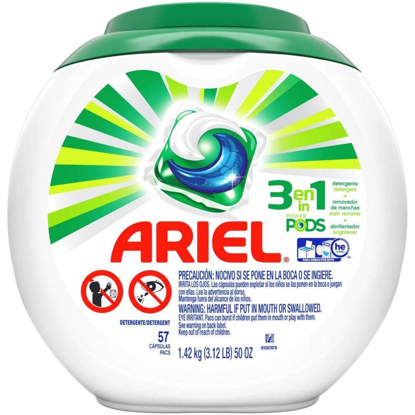 Ariel Pods Detergente Liquido Para Ropa En Cápsulas, 57 Piezas